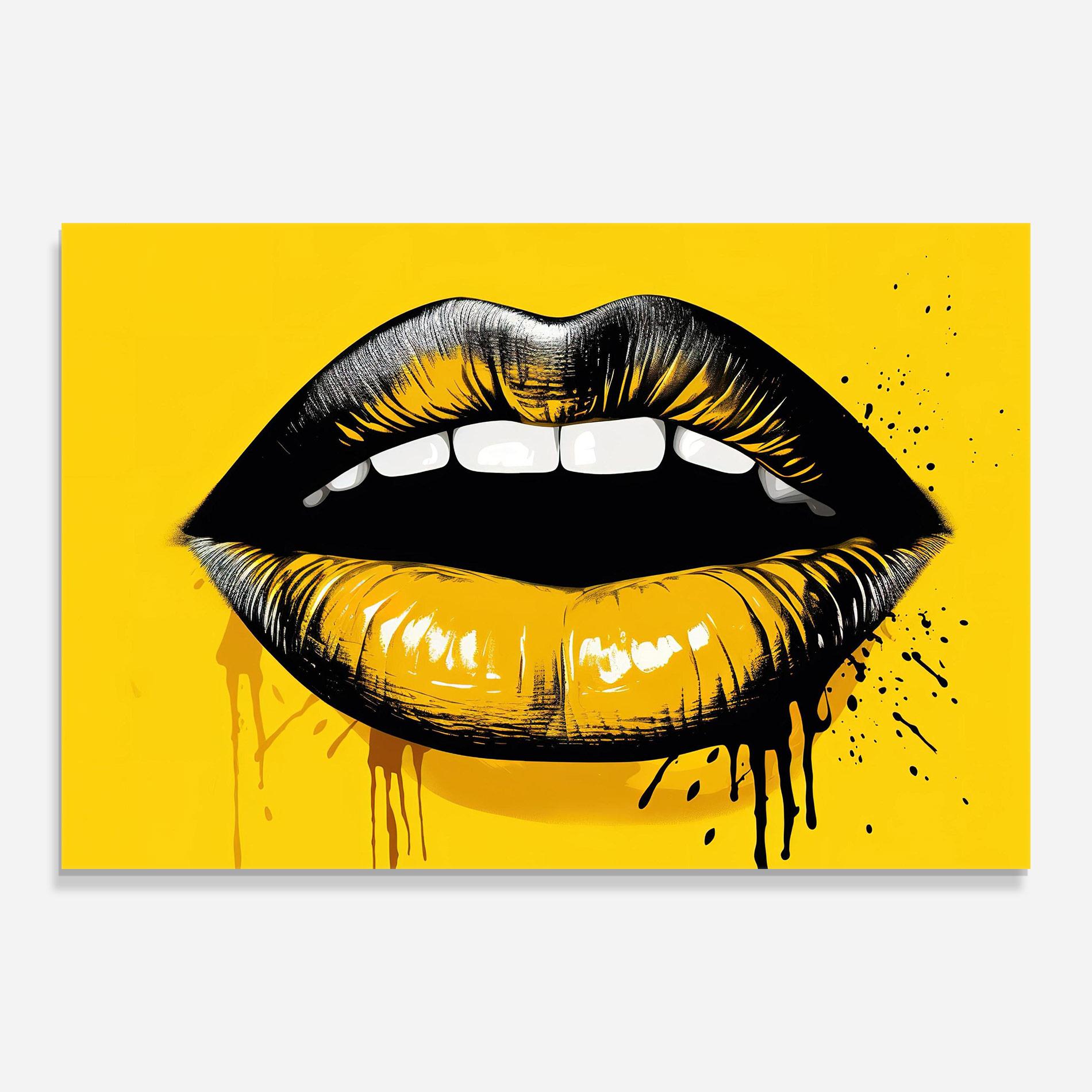 Obraz na Szkle Black Yellow Lips mockup 0