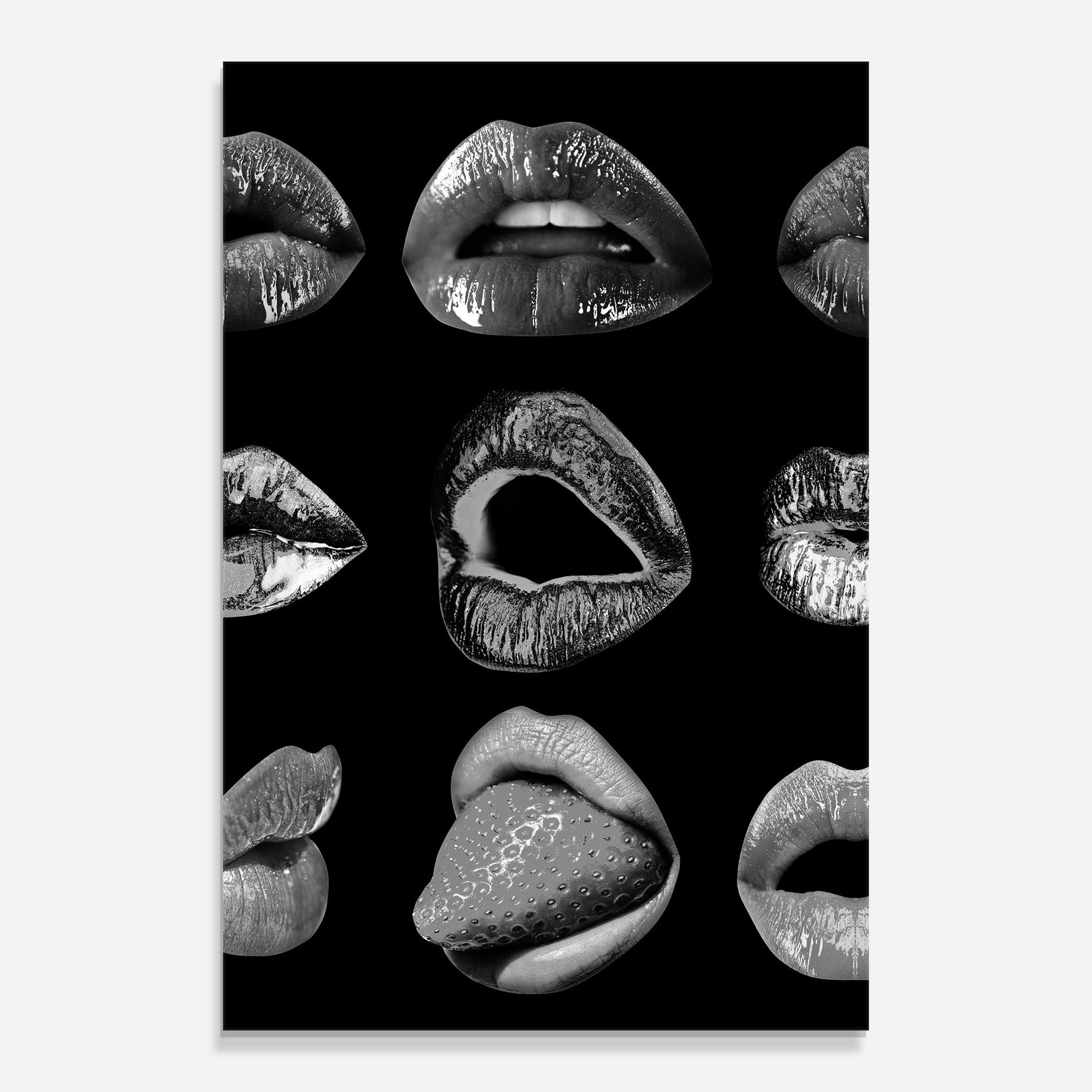 Obraz na Szkle Grey Lips Collage mockup 0