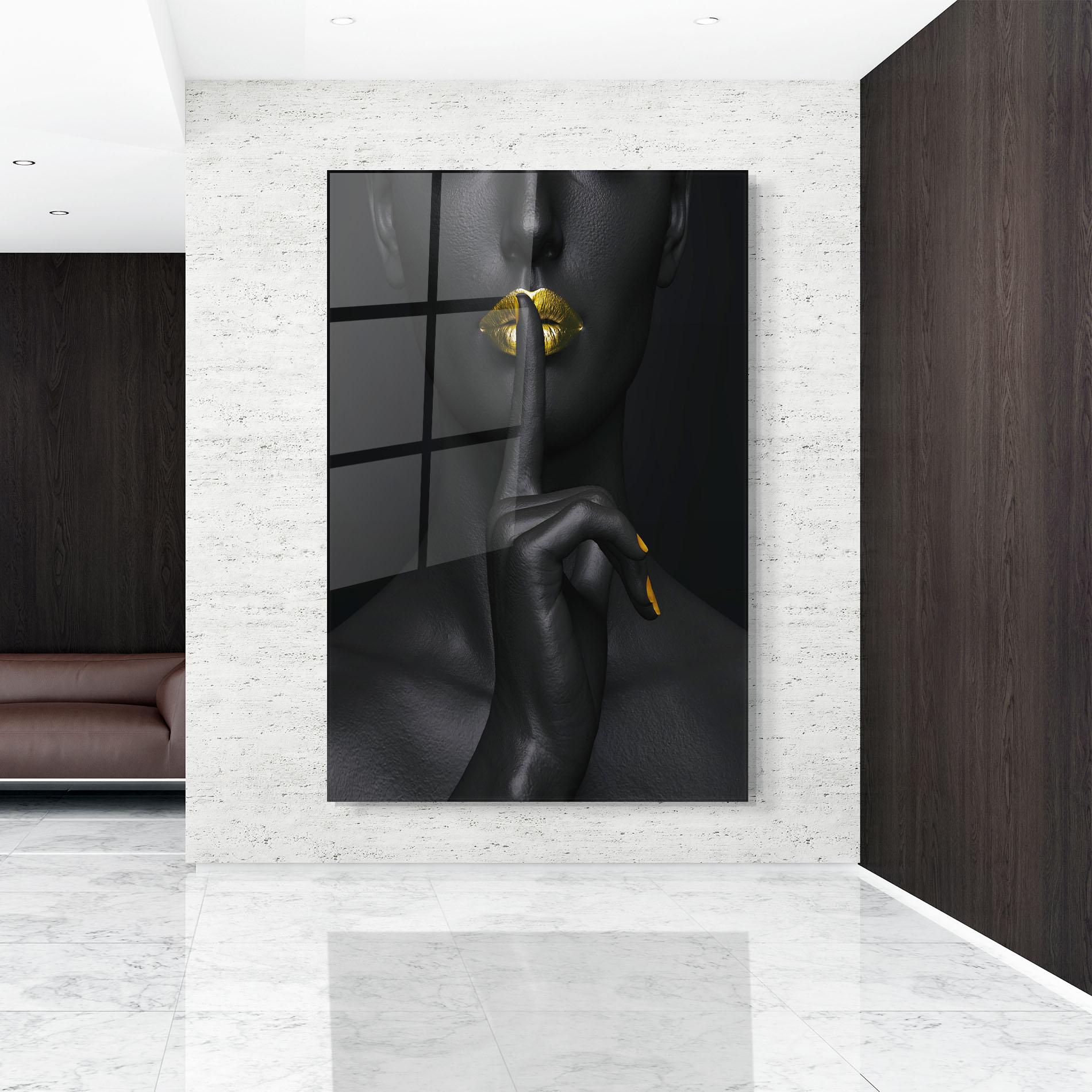 Obraz na Szkle Silence Lips Portrait mockup 9