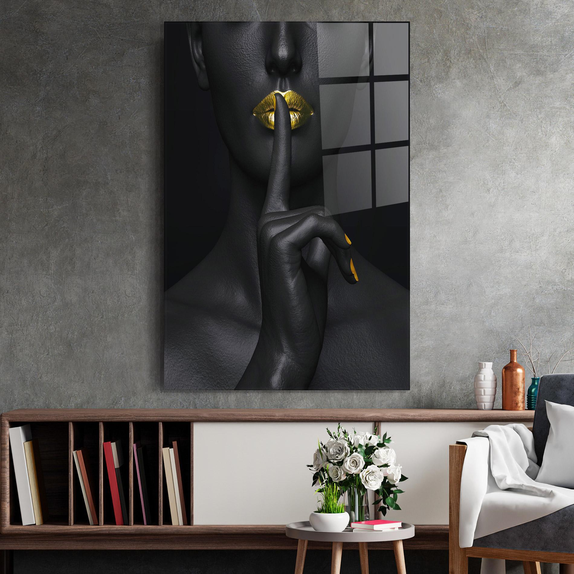 Obraz na Szkle Silence Lips Portrait mockup 2