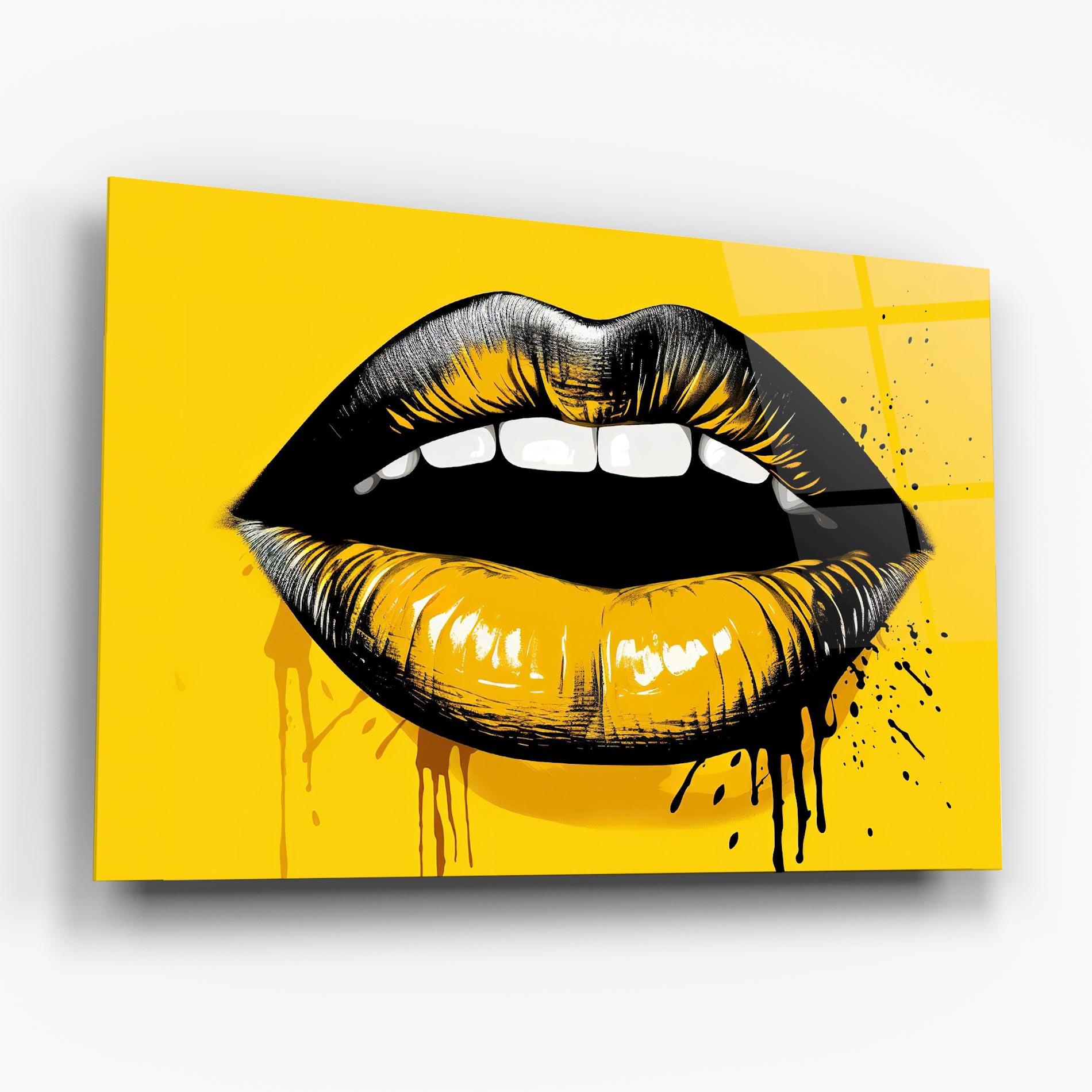 Obraz na Szkle Black Yellow Lips mockup 6