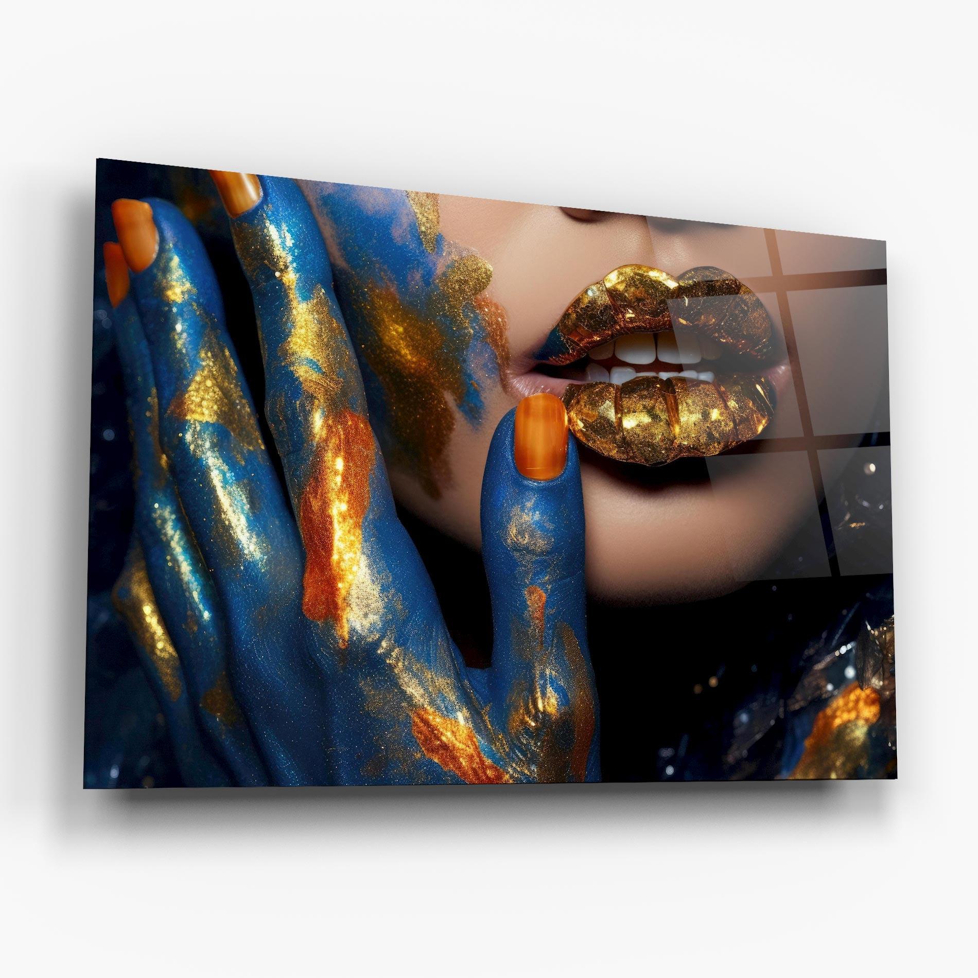 Obraz na Szkle Blue Hand Lips mockup 6