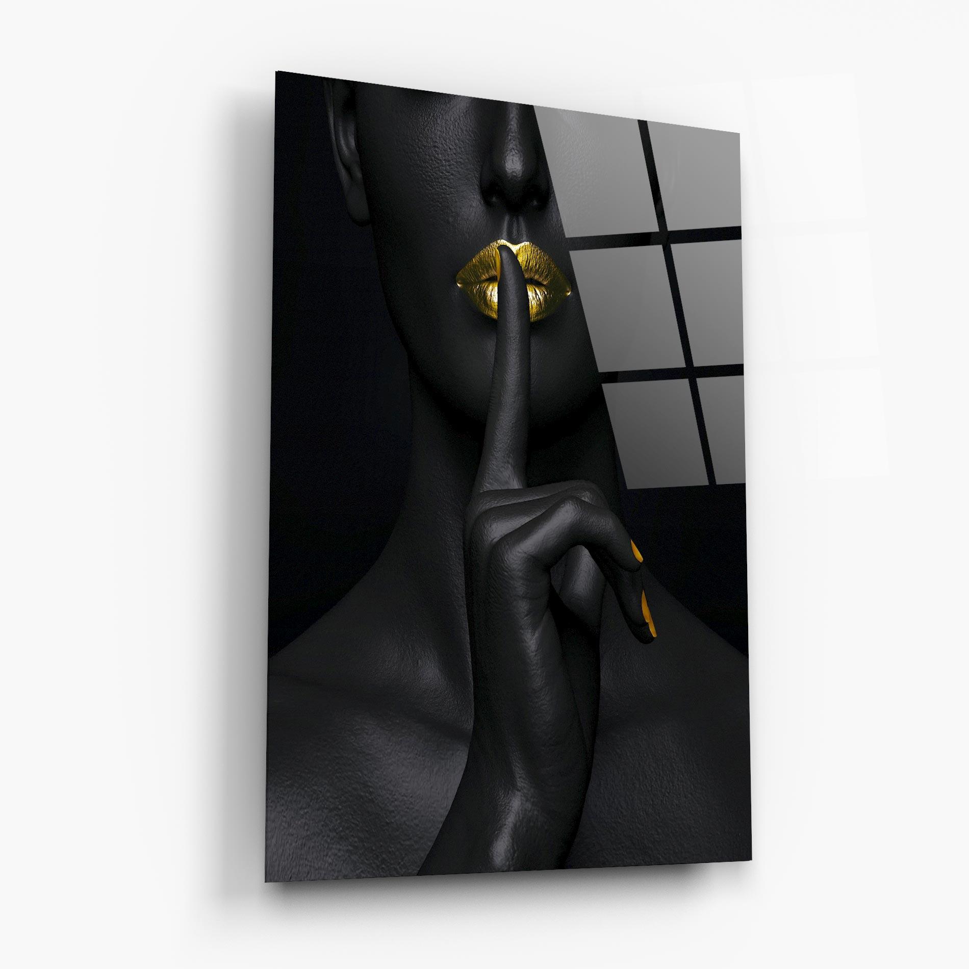 Obraz na Szkle Silence Lips Portrait mockup 6