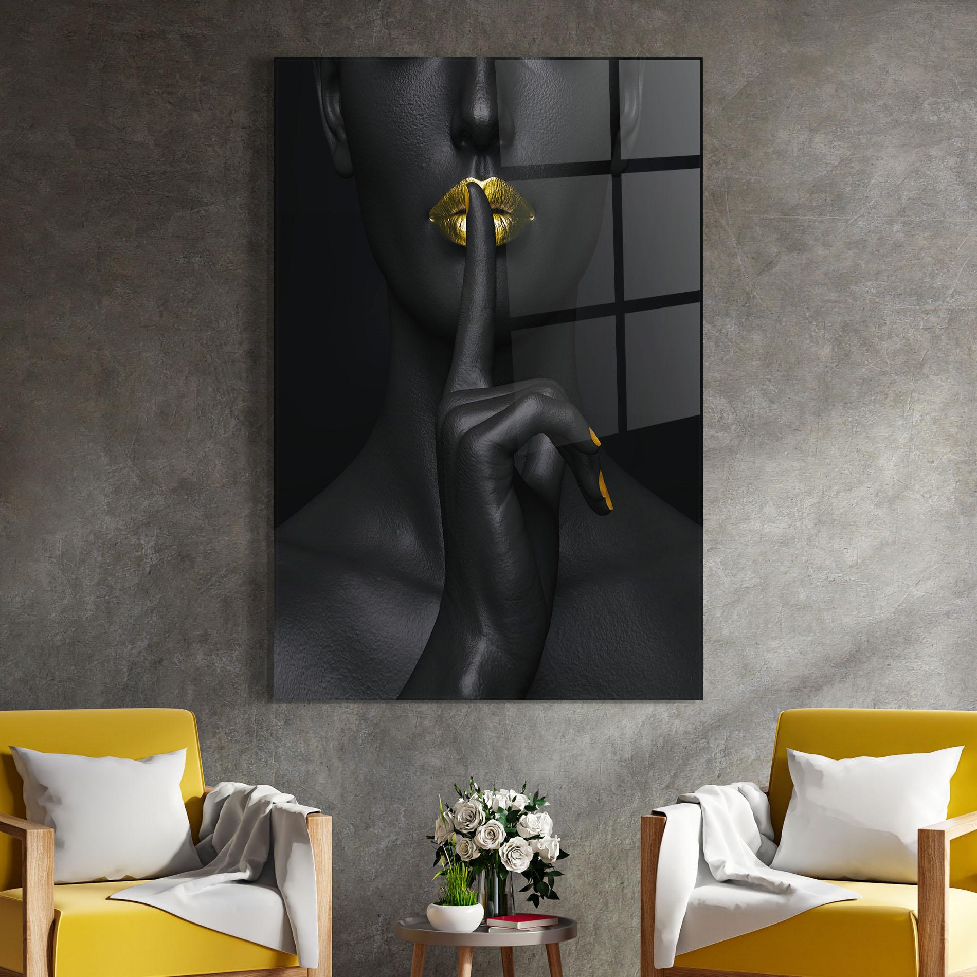 Obraz na Szkle Silence Lips Portrait mockup 4