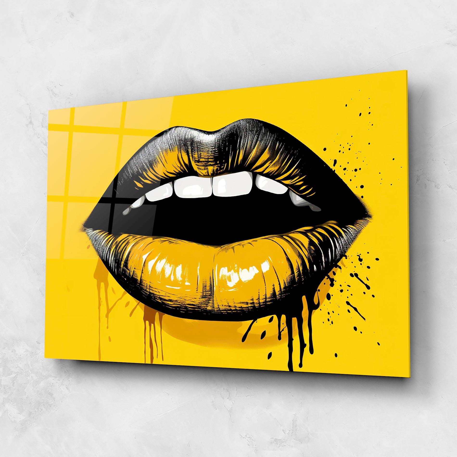 Obraz na Szkle Black Yellow Lips mockup 1