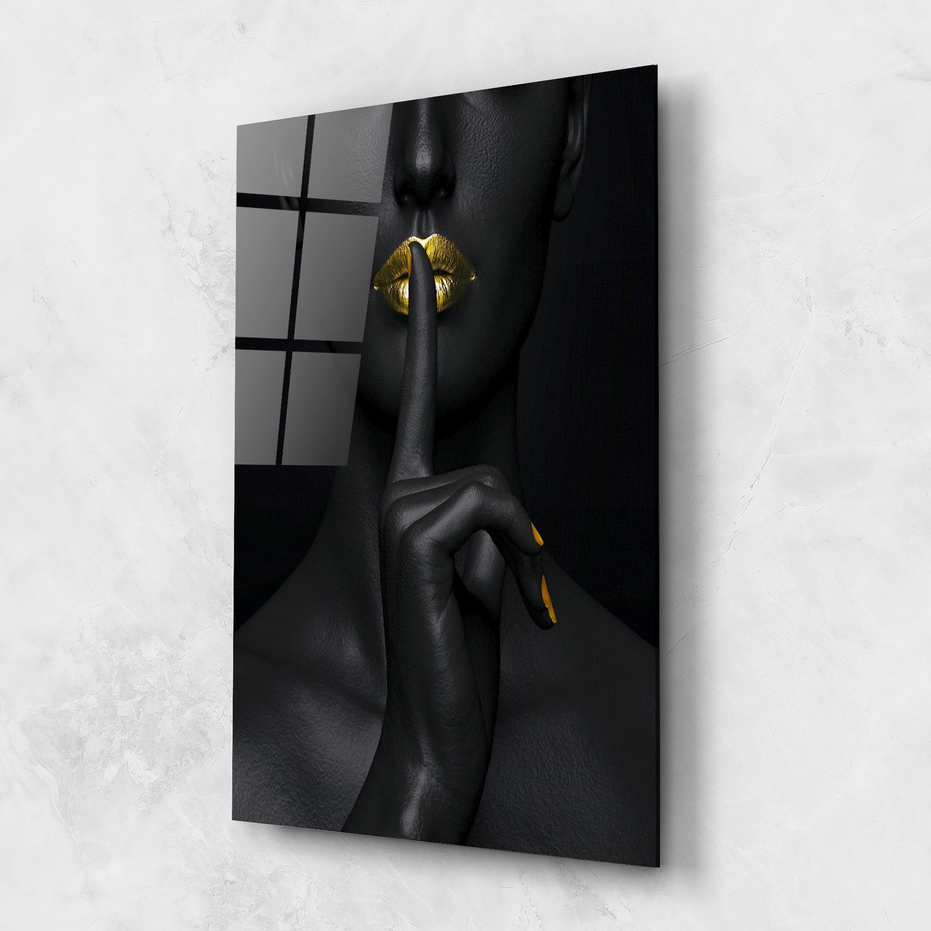 Obraz na Szkle Silence Lips Portrait mockup 1