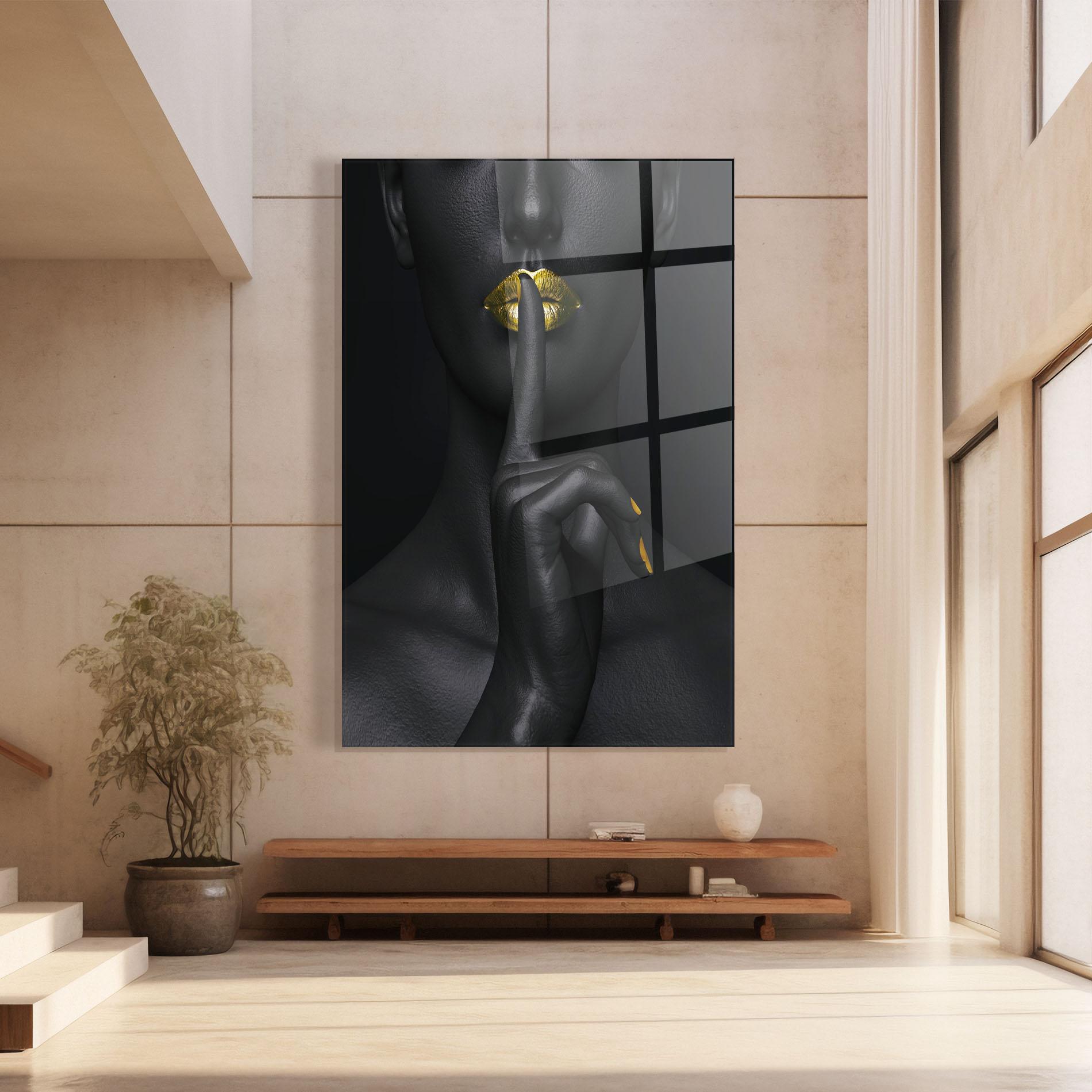 Obraz na Szkle Silence Lips Portrait mockup 8