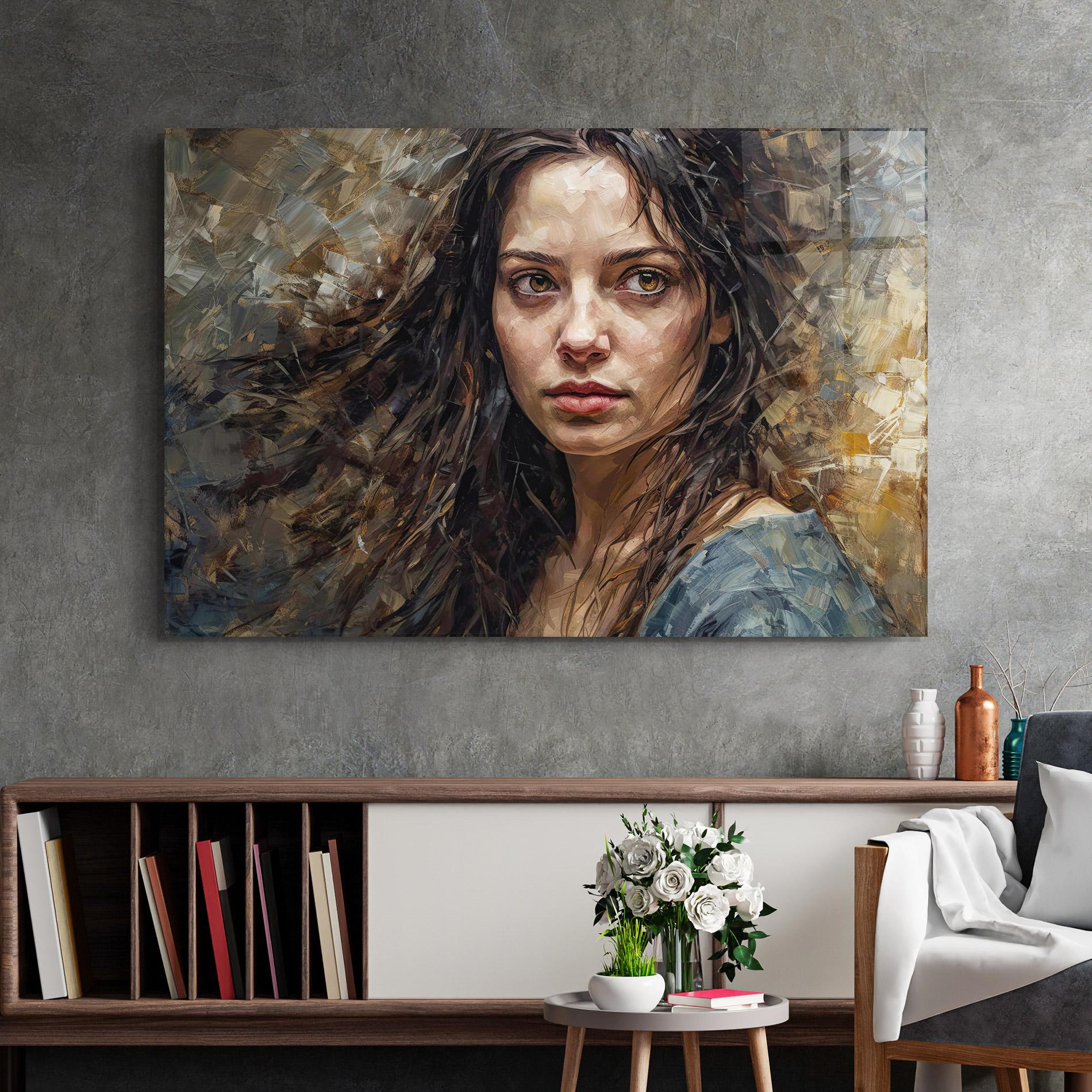 Obraz na Szkle Darkhaired Woman Portrait mockup 2