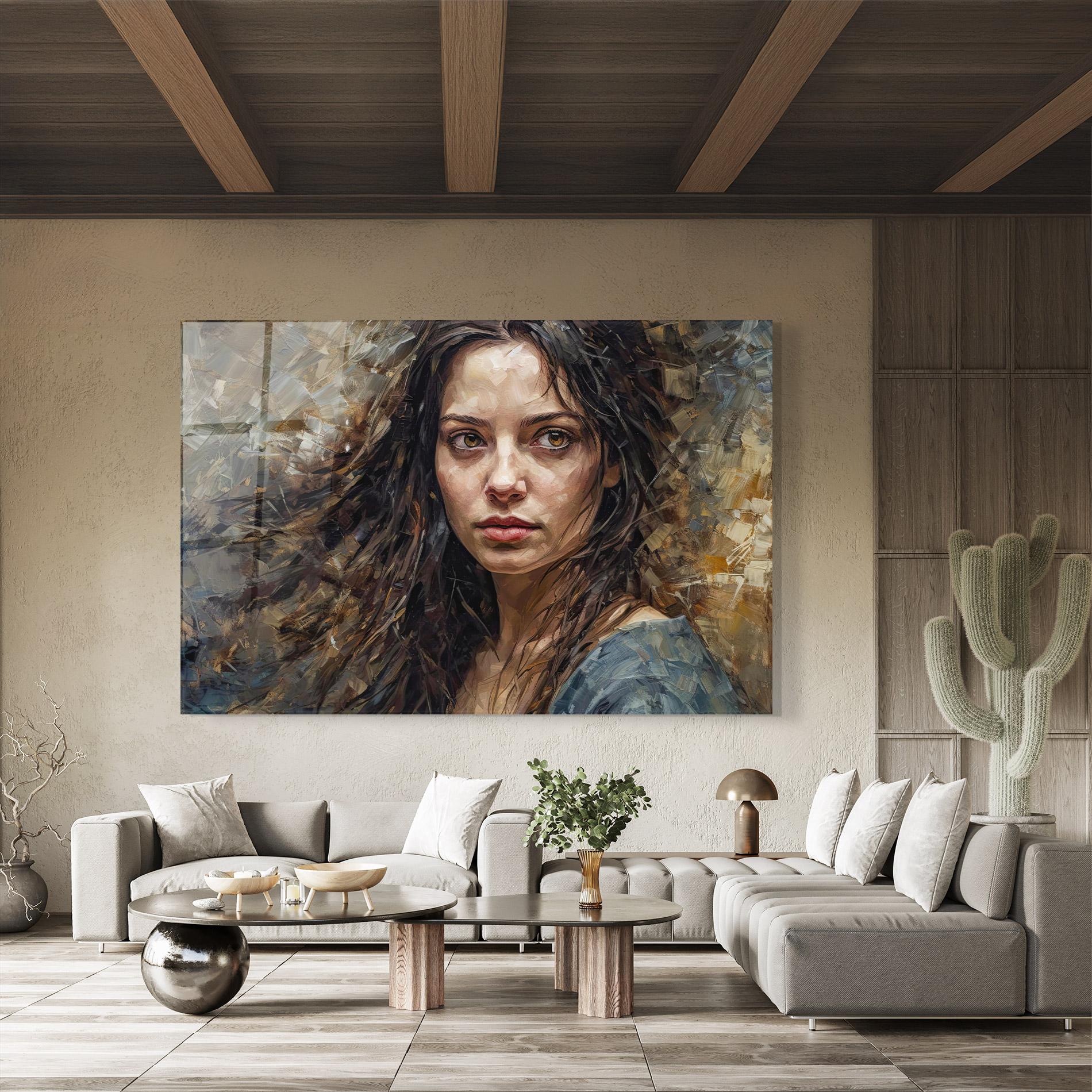 Obraz na Szkle Darkhaired Woman Portrait mockup 8