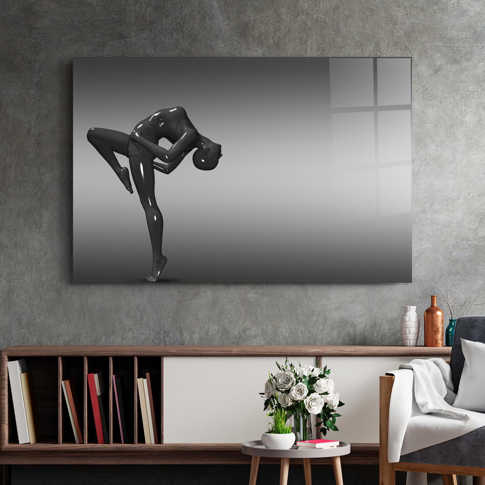 Obraz na Szkle Black Glossy Female Dancer mockup 2