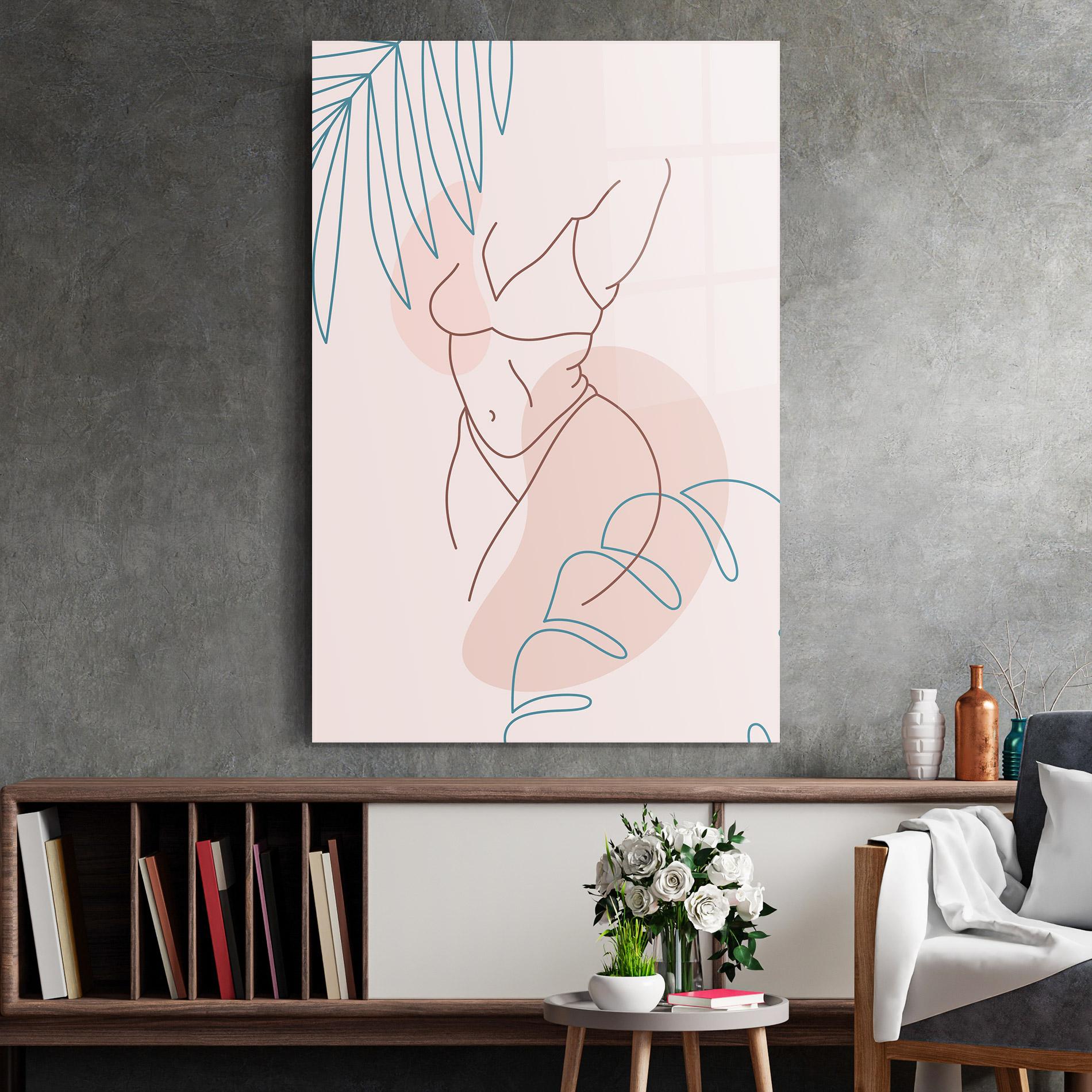 Obraz na Szkle Body Line Leaf mockup 2