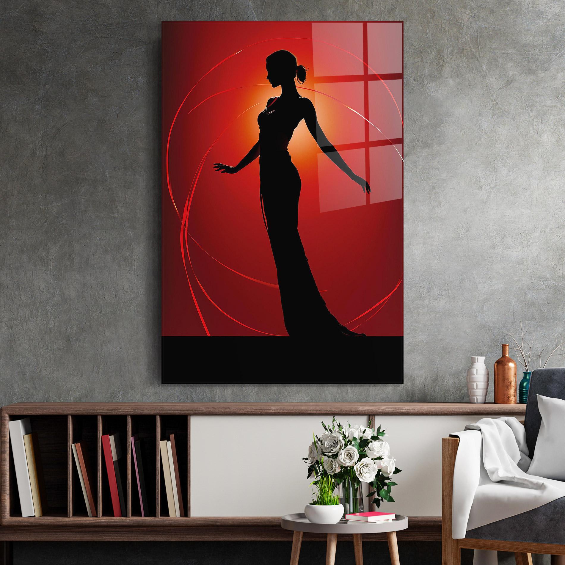 Obraz na Szkle Red Background Girl mockup 2