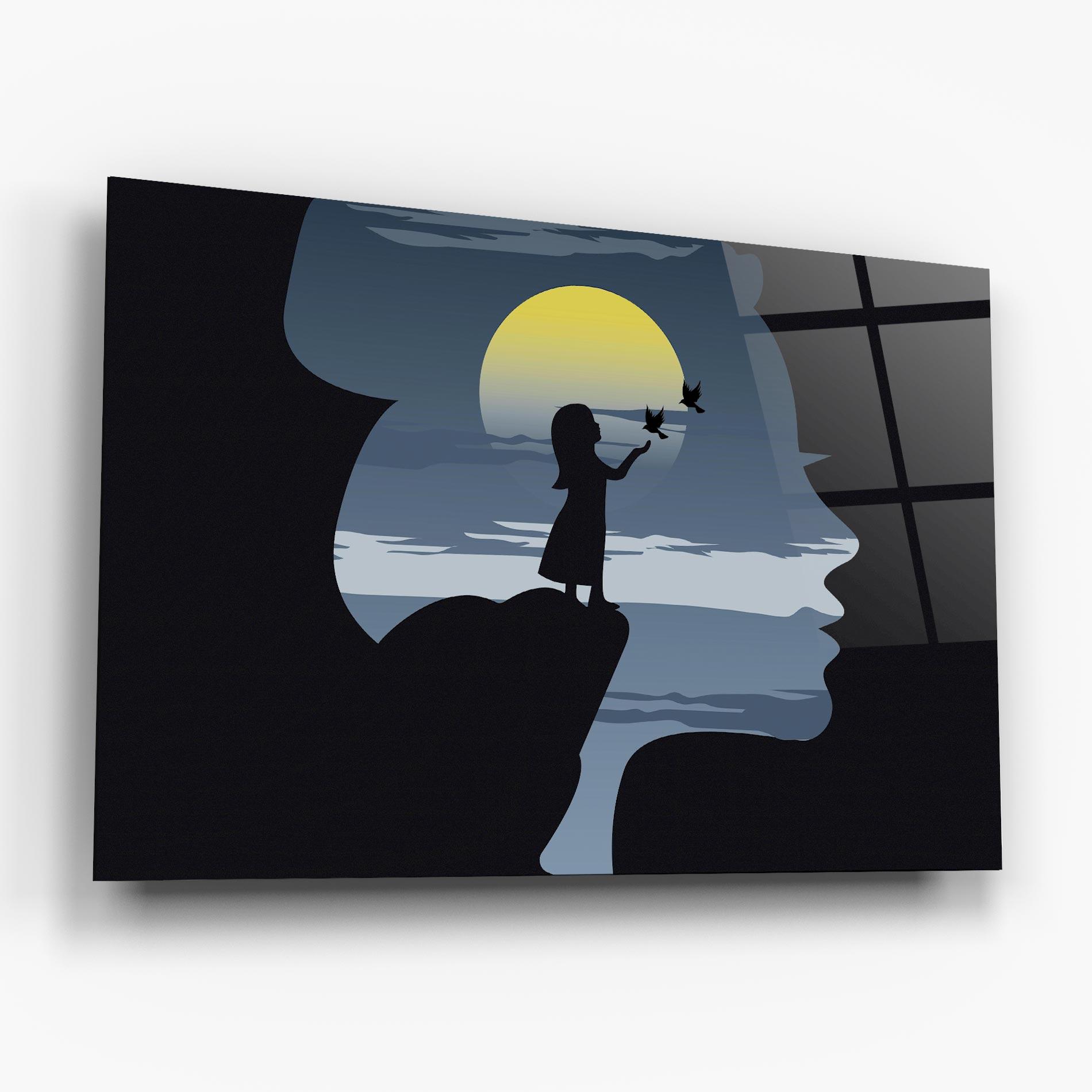 Obraz na Szkle Little Girl Birds mockup 6