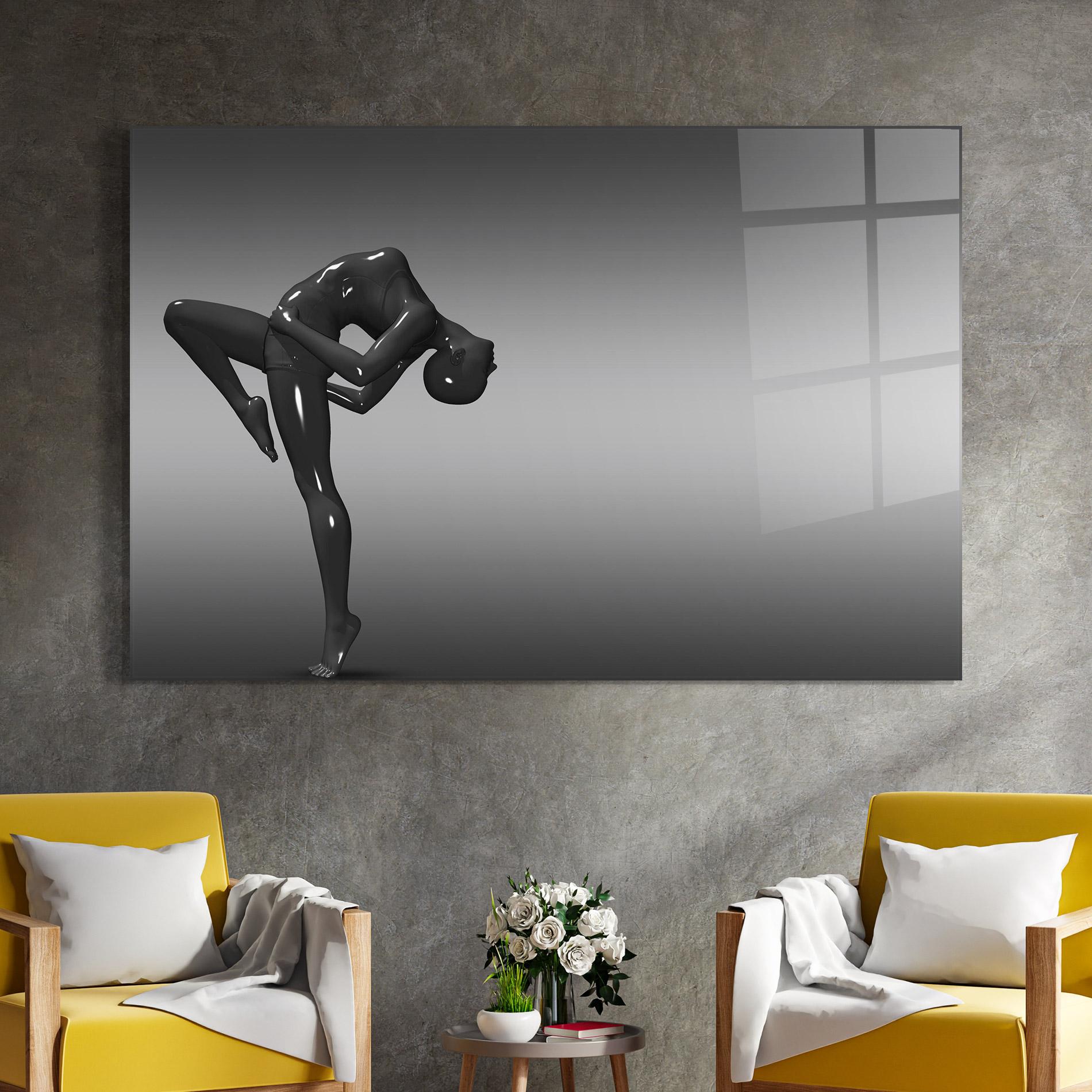 Obraz na Szkle Black Glossy Female Dancer mockup 4