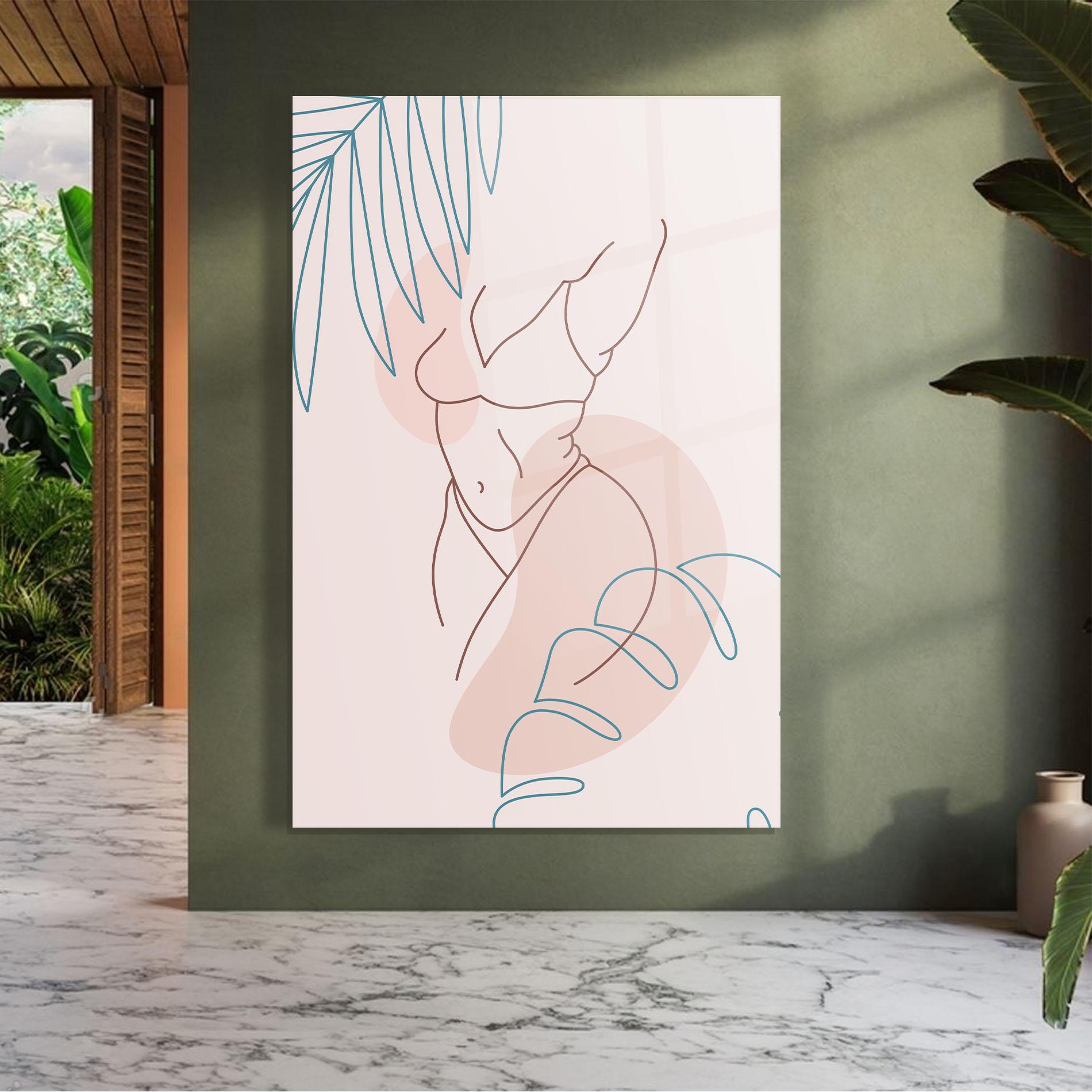 Obraz na Szkle Body Line Leaf mockup 7