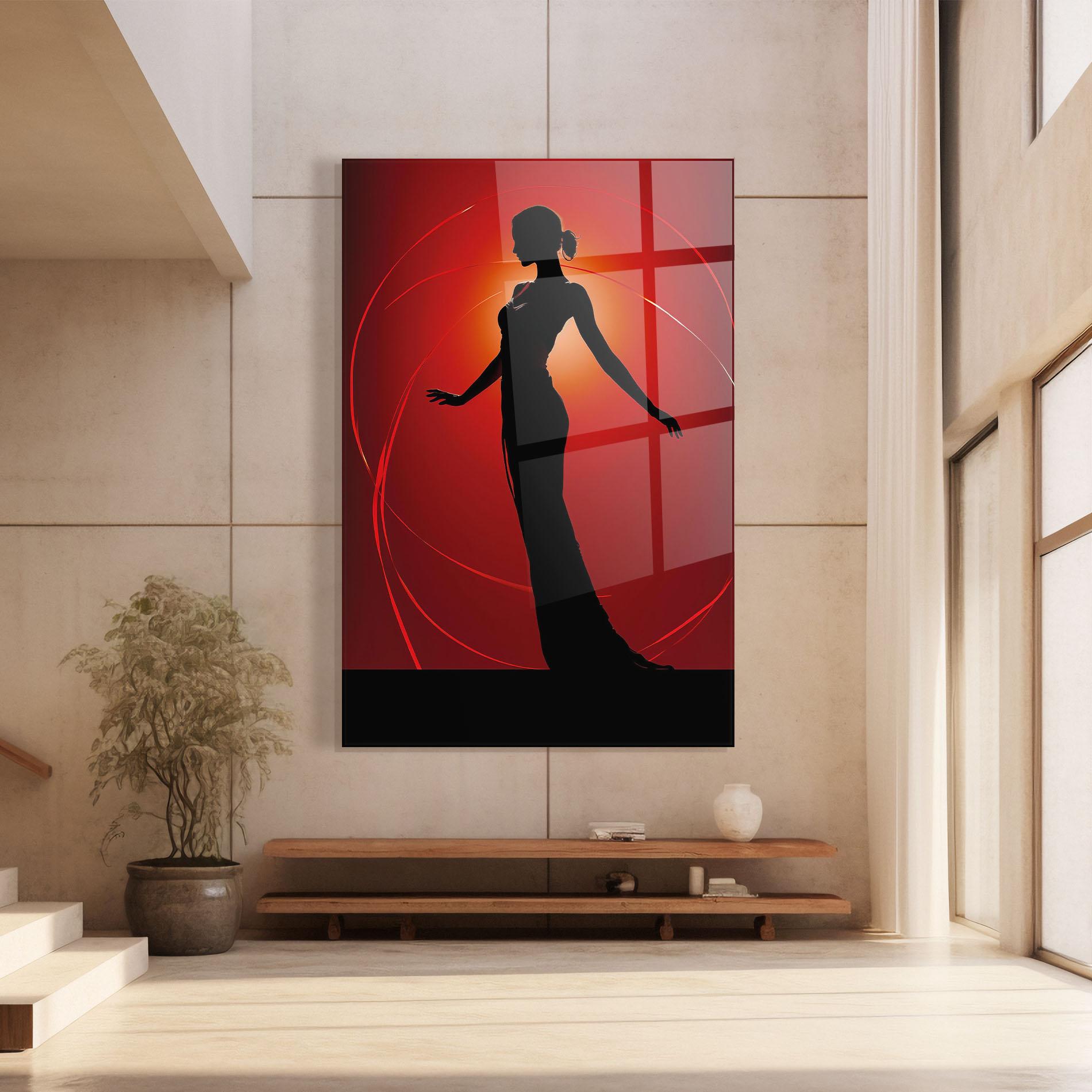 Obraz na Szkle Red Background Girl mockup 8