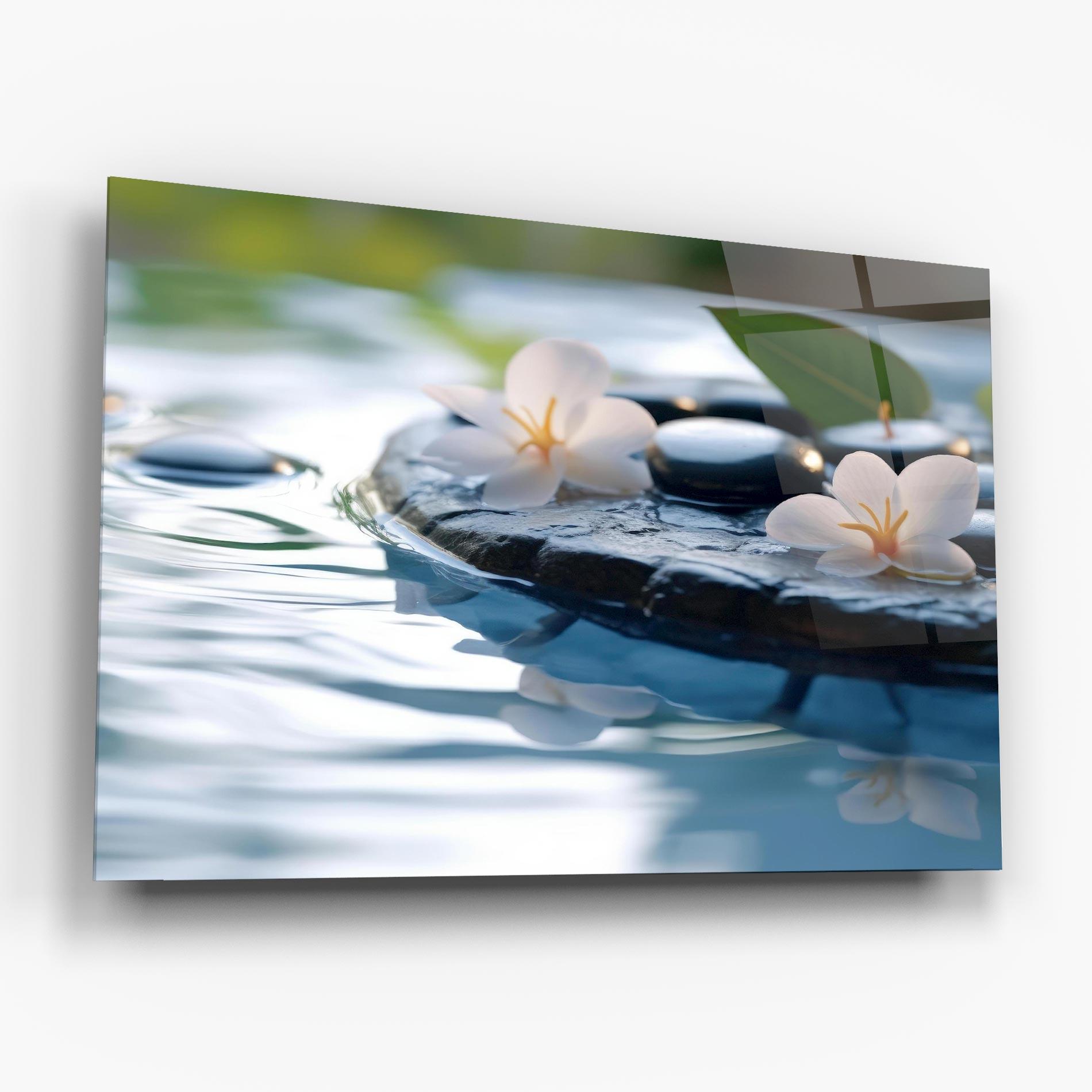 Obraz na Szkle Water White Flowers mockup 6