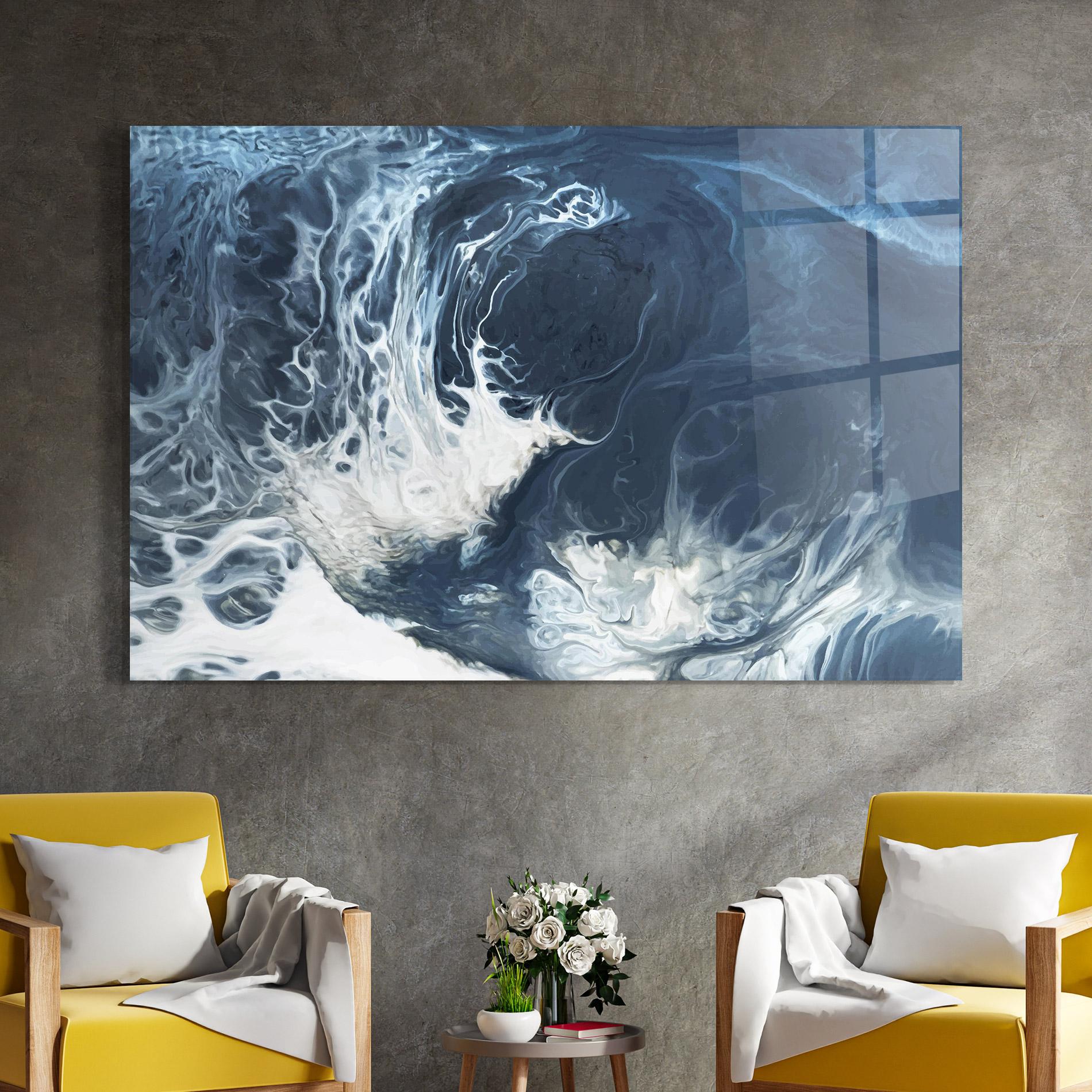 Obraz na Szkle Blue White Waves mockup 4