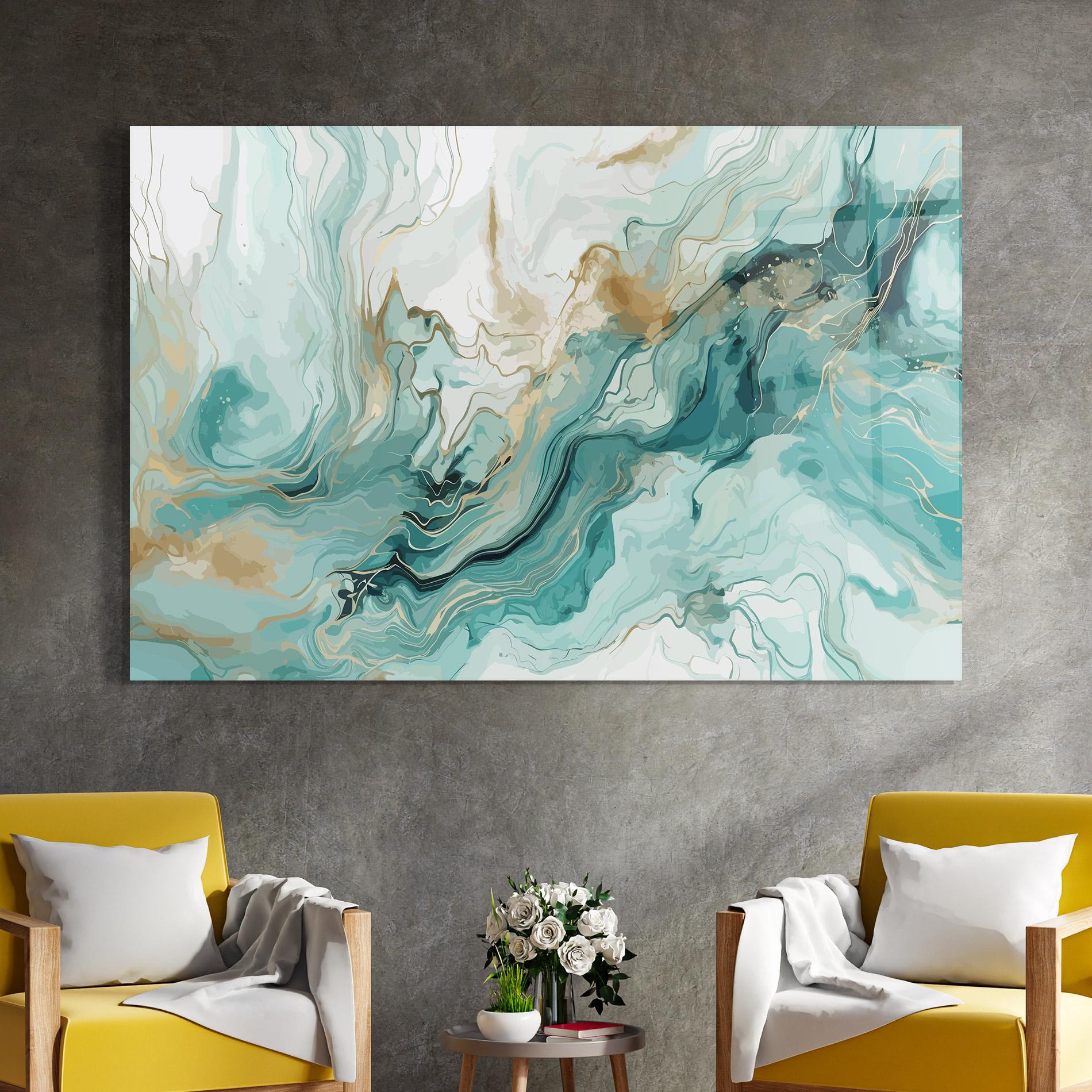 Obraz na Szkle Green Gold Water mockup 4