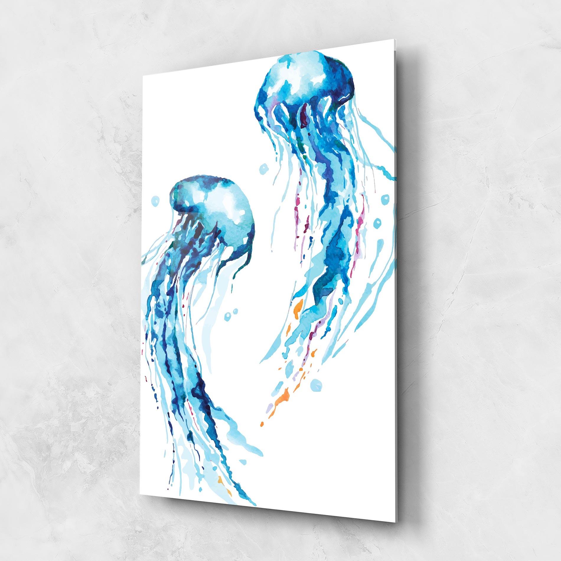Obraz na Szkle Jellyfish Watercolor mockup 1