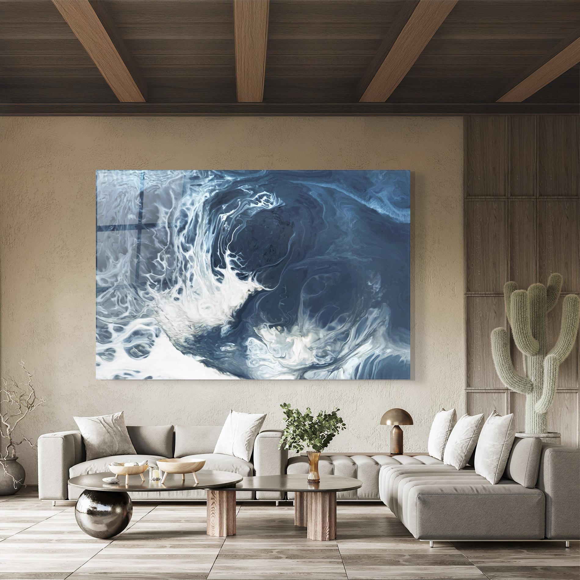 Obraz na Szkle Blue White Waves mockup 8