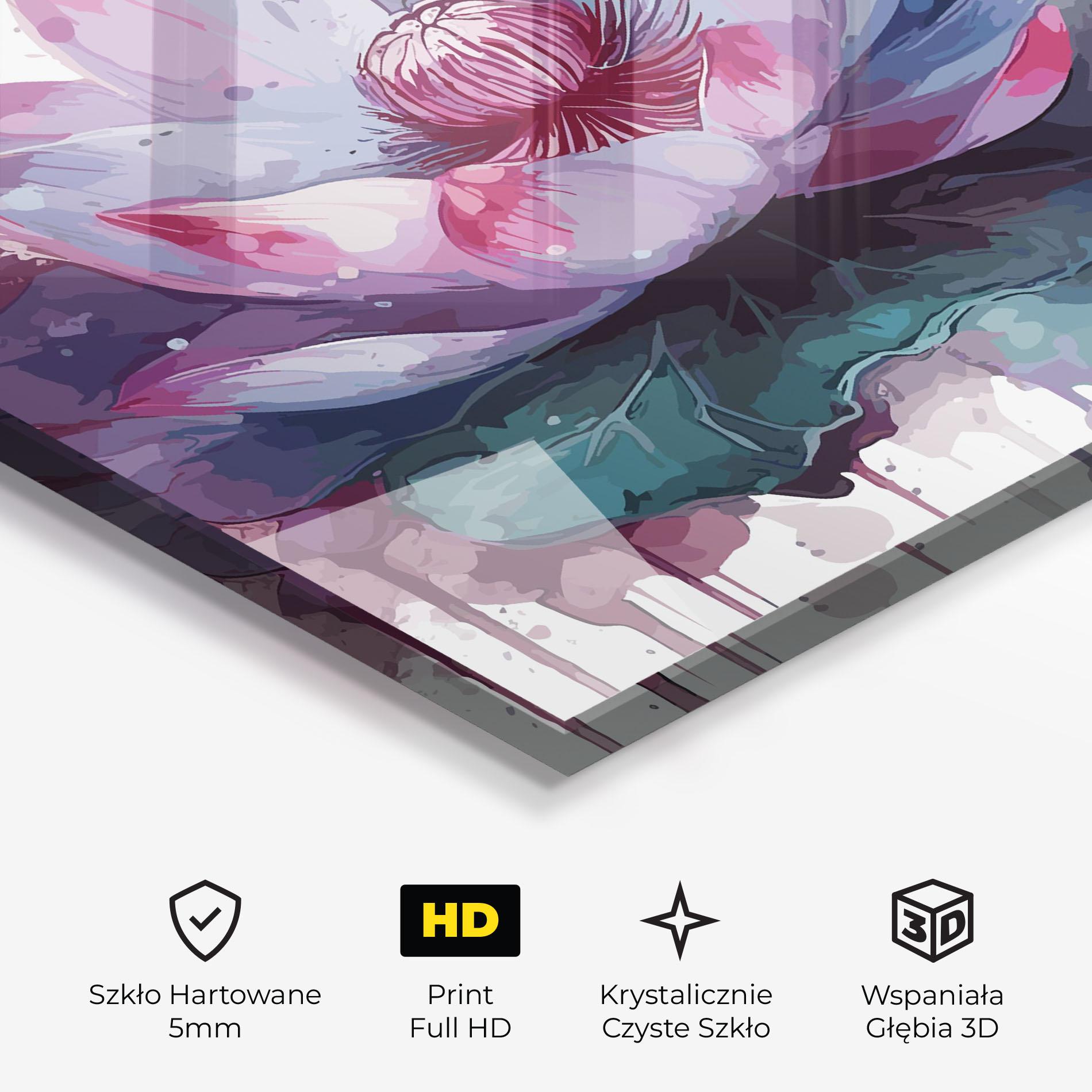 Obraz na Szkle Green Purple Lotus mockup 3