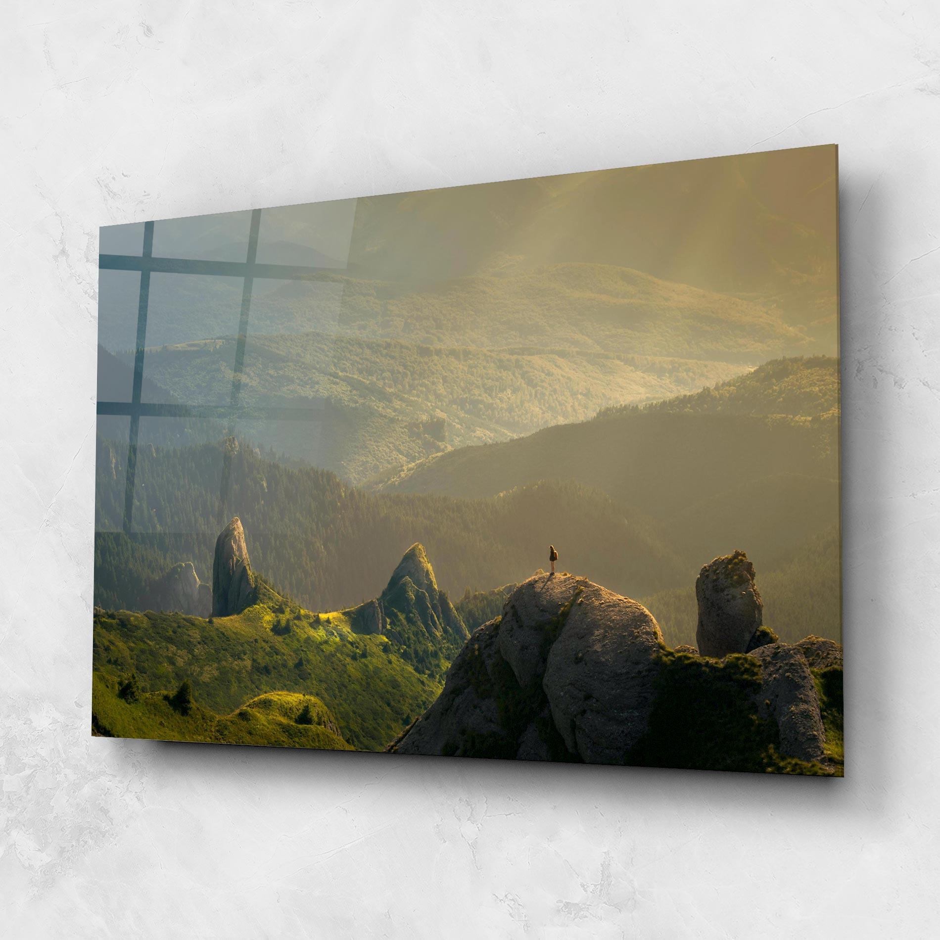 Obraz na Szkle Man On Big Stones mockup 1