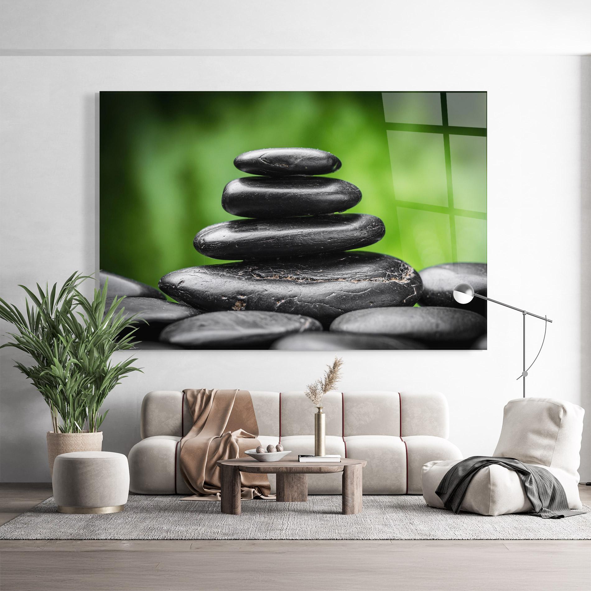 Obraz na Szkle Black Stone Meditation mockup 9