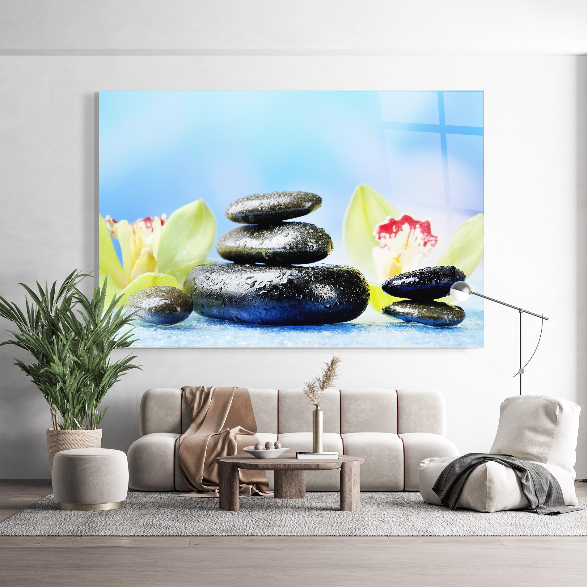 Obraz na Szkle Blooming Orchid Stone mockup 9