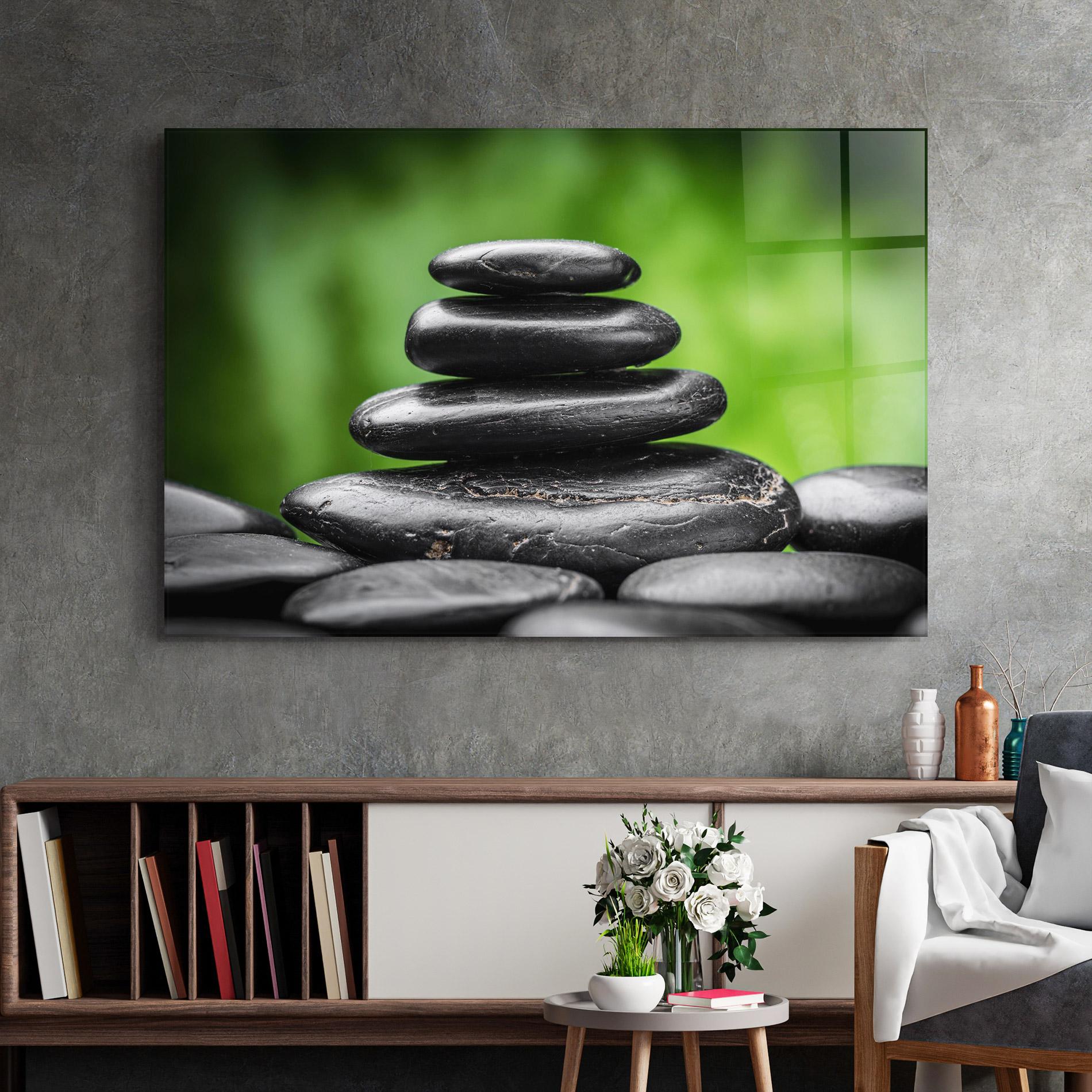 Obraz na Szkle Black Stone Meditation mockup 2