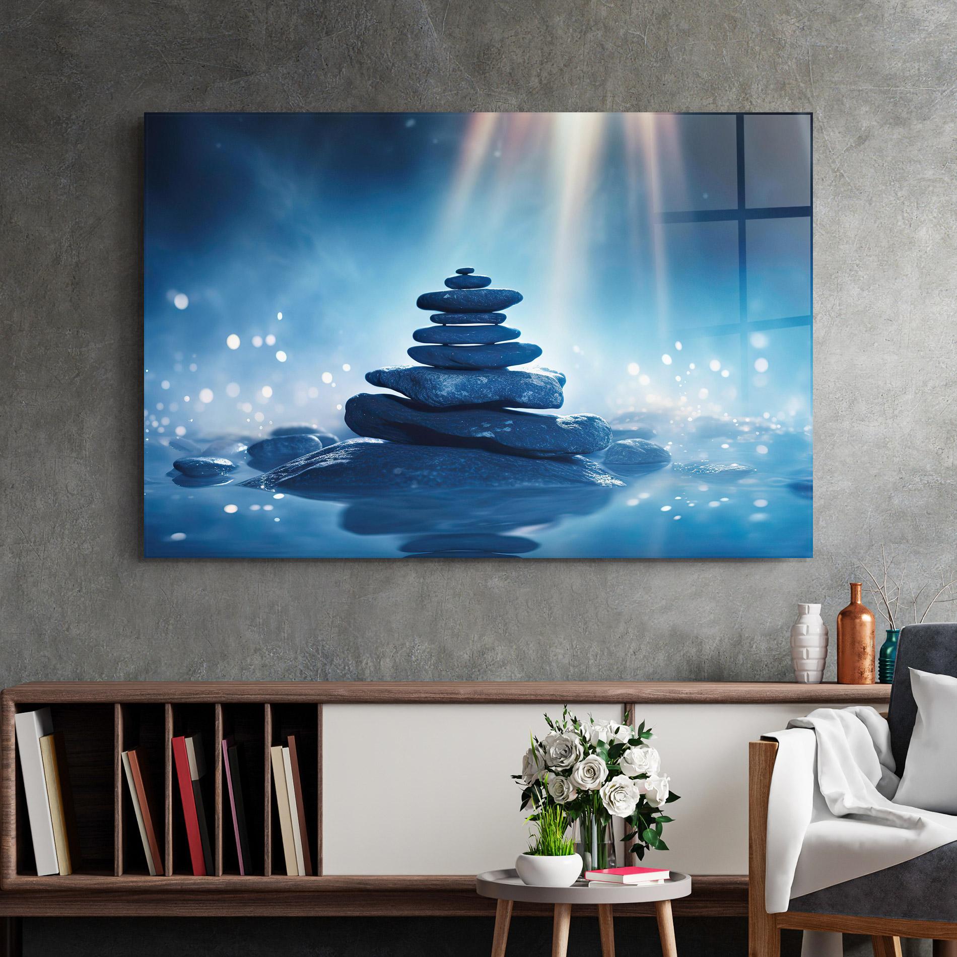 Obraz na Szkle Blue Light Stone mockup 2