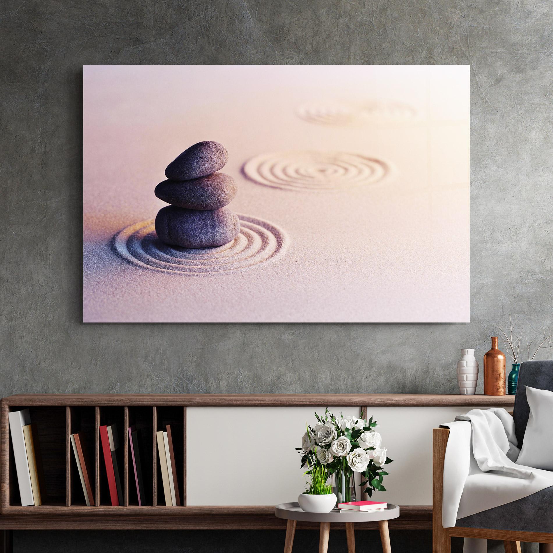 Obraz na Szkle Meditation Stones Sand mockup 2