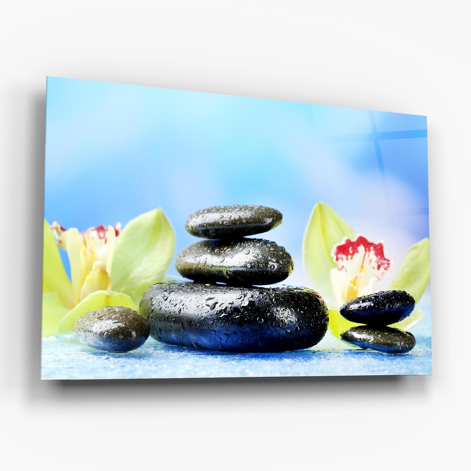 Obraz na Szkle Blooming Orchid Stone mockup 6