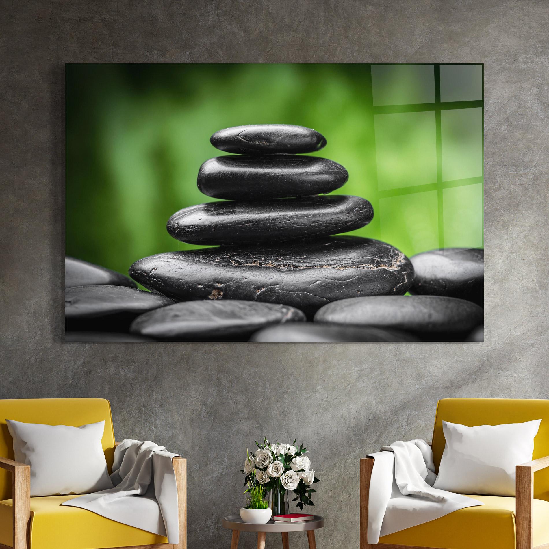 Obraz na Szkle Black Stone Meditation mockup 4