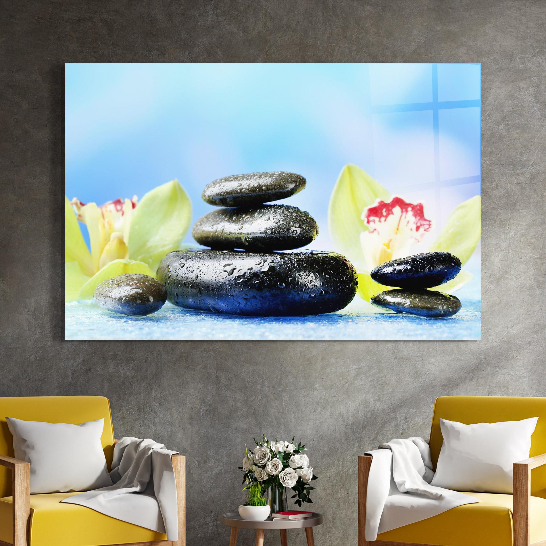 Obraz na Szkle Blooming Orchid Stone mockup 4