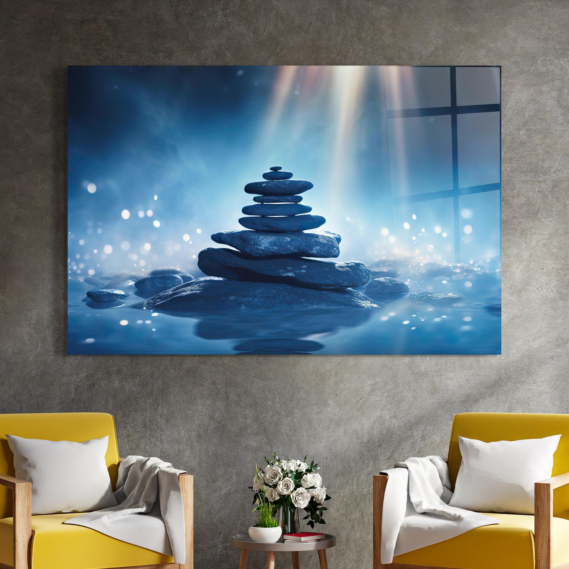 Obraz na Szkle Blue Light Stone mockup 4