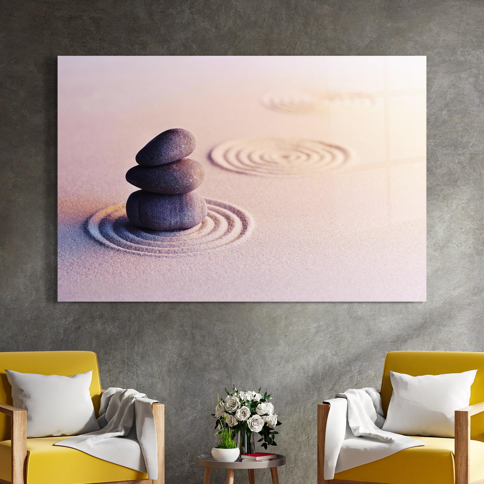 Obraz na Szkle Meditation Stones Sand mockup 4