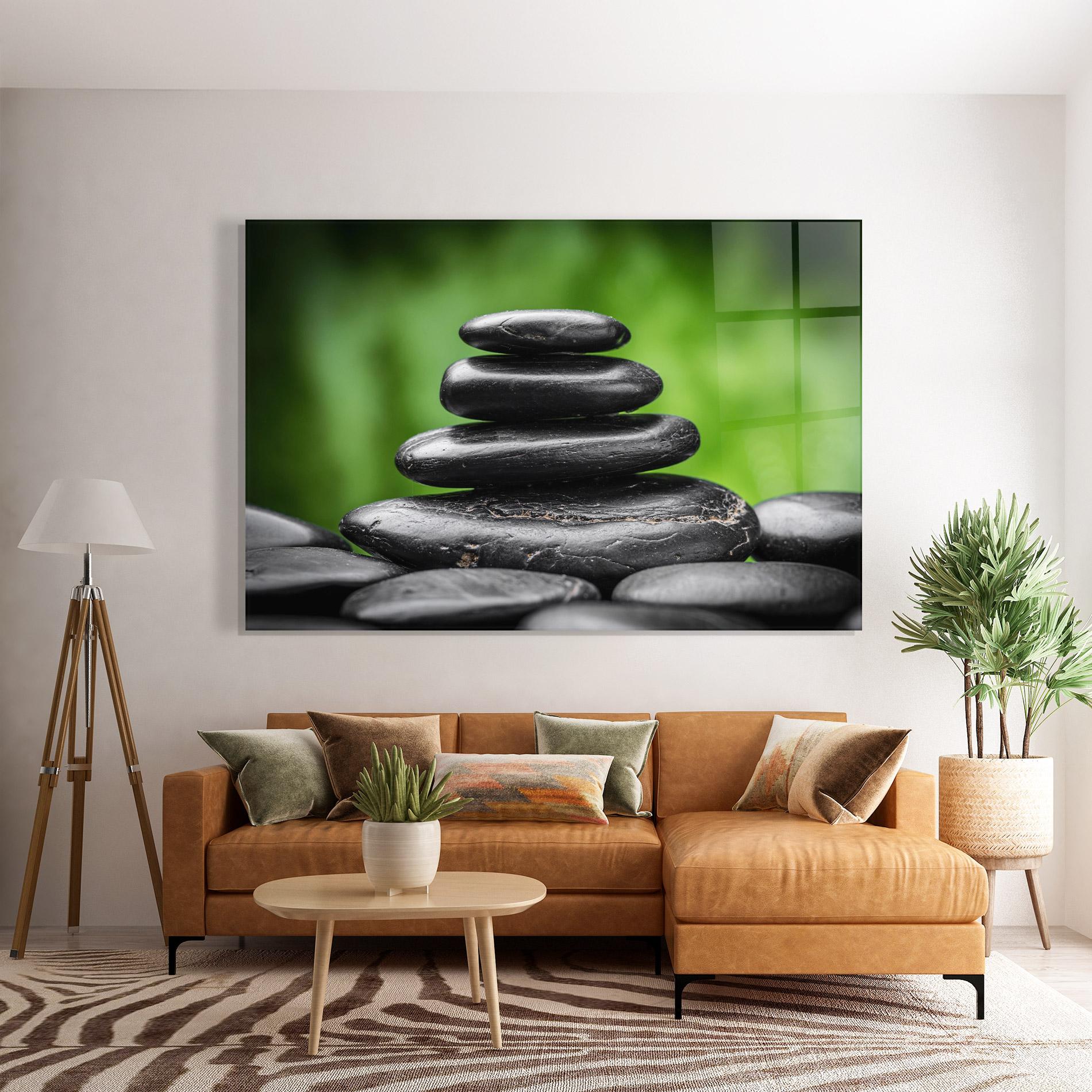 Obraz na Szkle Black Stone Meditation mockup 7