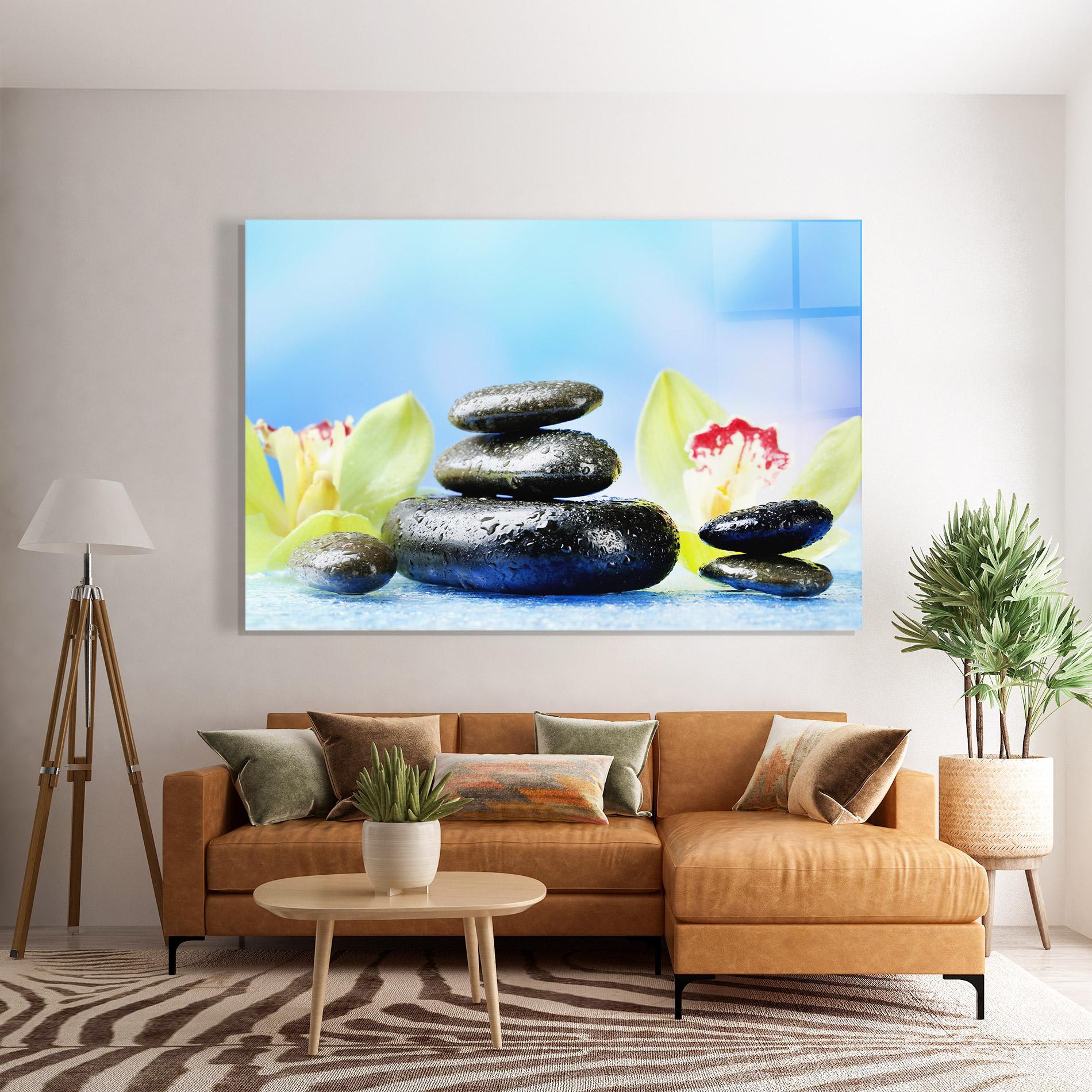 Obraz na Szkle Blooming Orchid Stone mockup 7