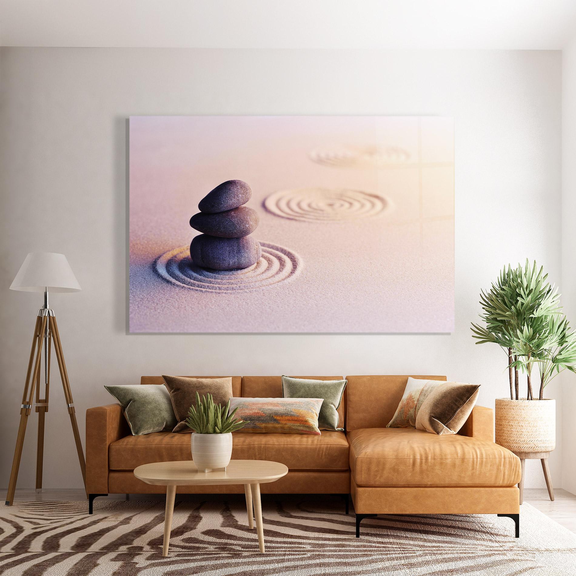 Obraz na Szkle Meditation Stones Sand mockup 7