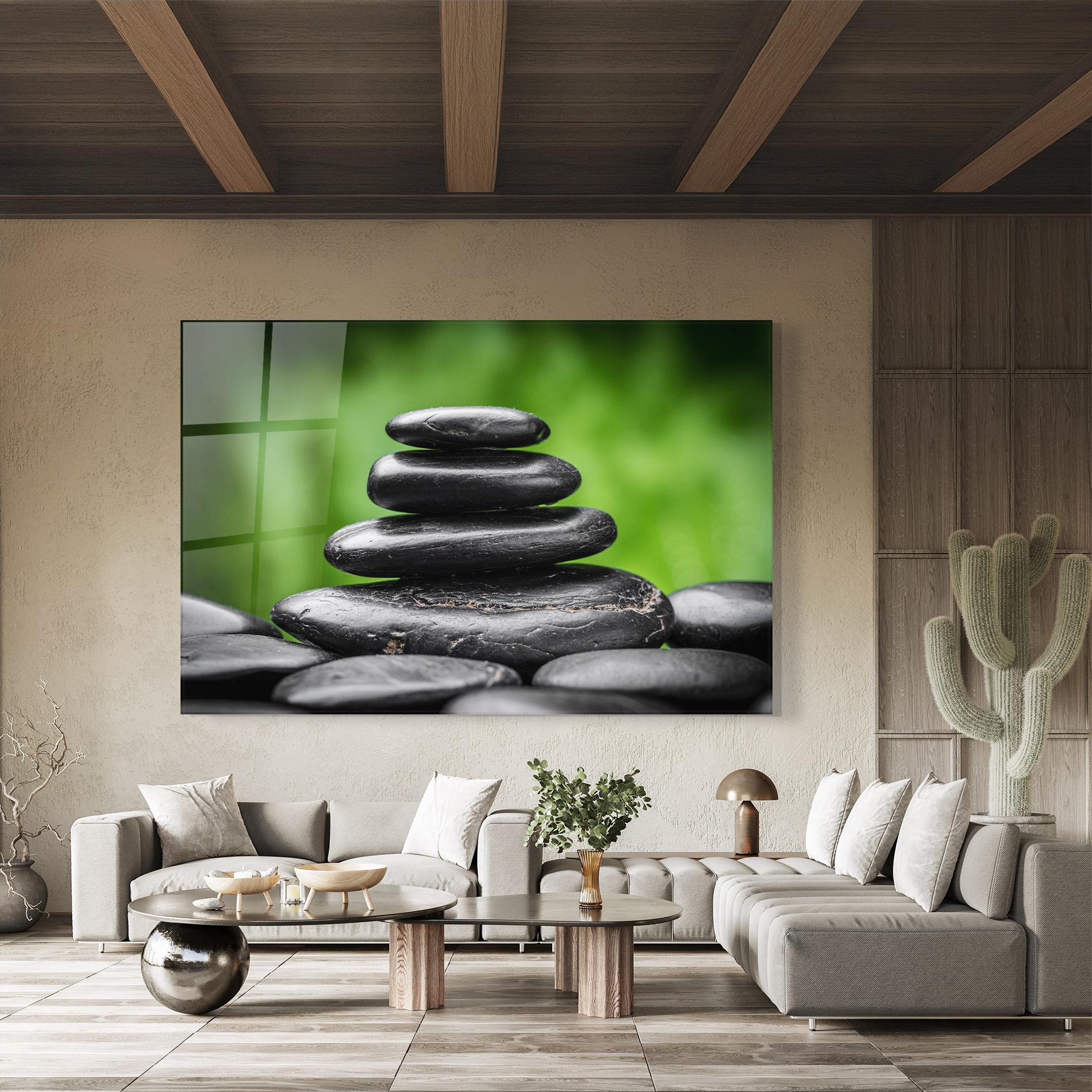Obraz na Szkle Black Stone Meditation mockup 8