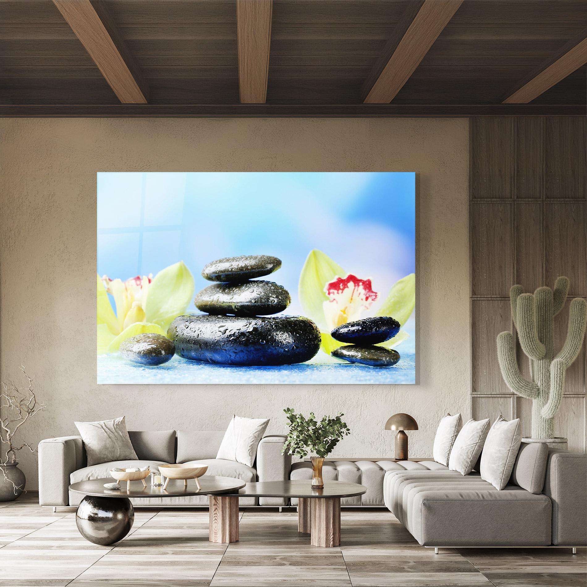 Obraz na Szkle Blooming Orchid Stone mockup 8