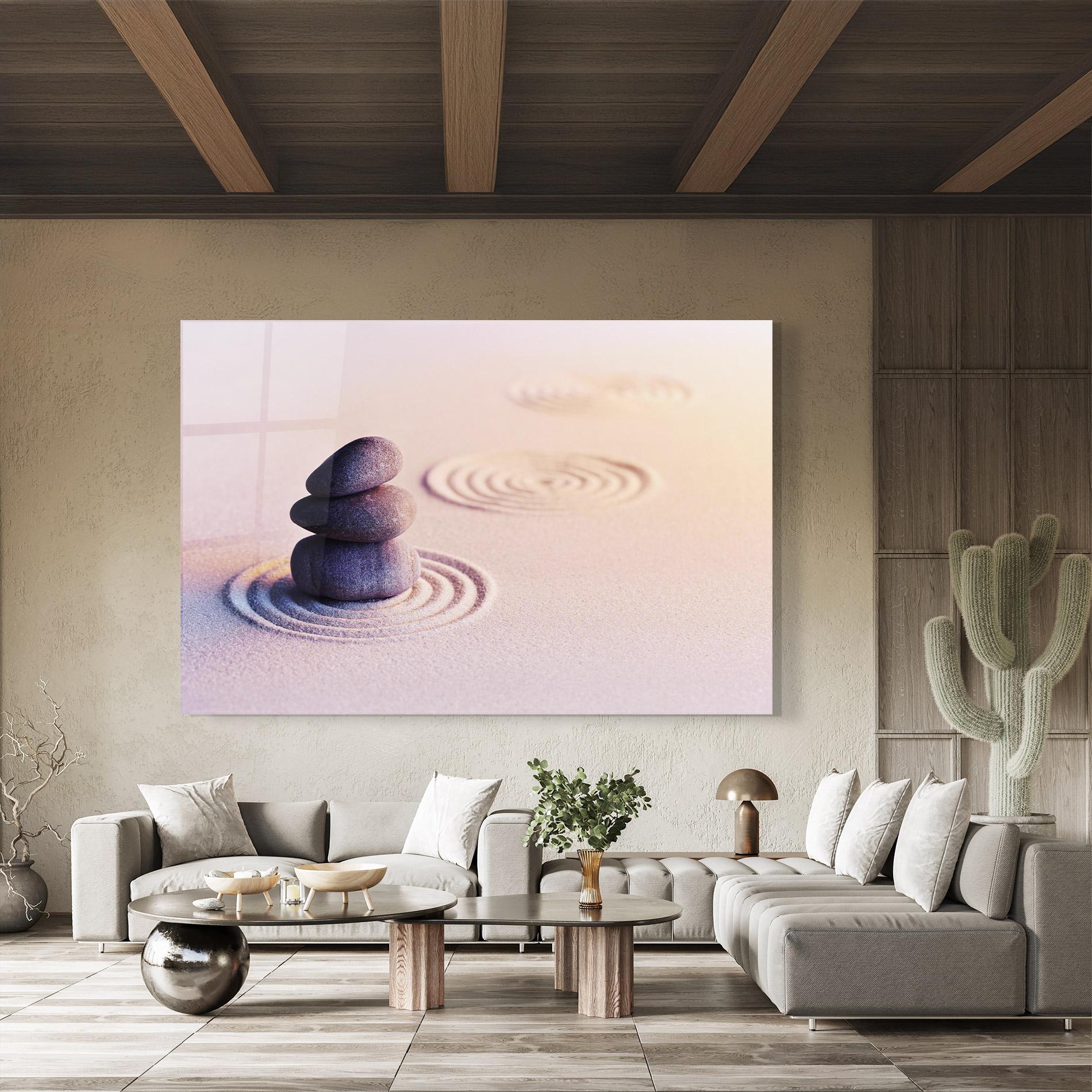 Obraz na Szkle Meditation Stones Sand mockup 8