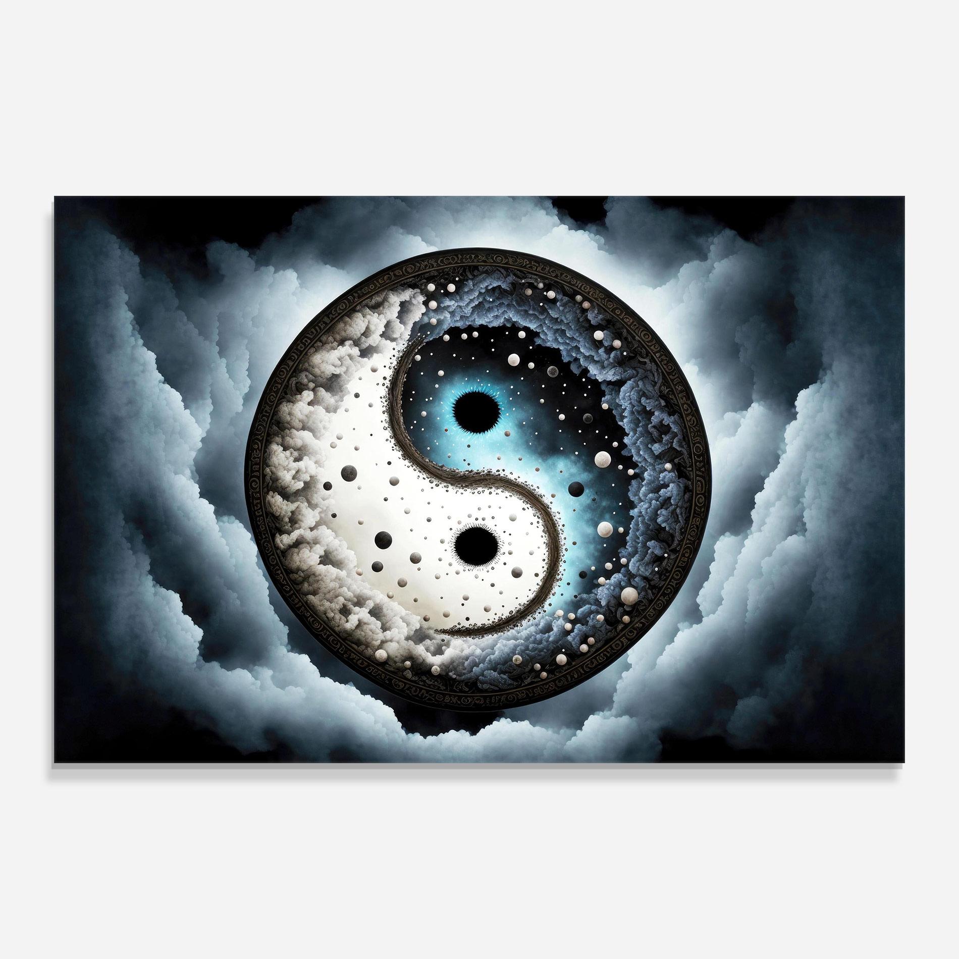 Obraz na Szkle Black Blue Yinyang mockup 0