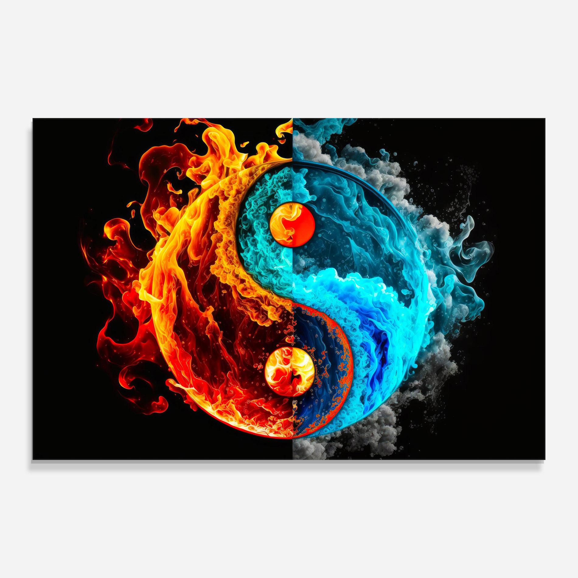 Obraz na Szkle Blue Smoke Yinyang mockup 0