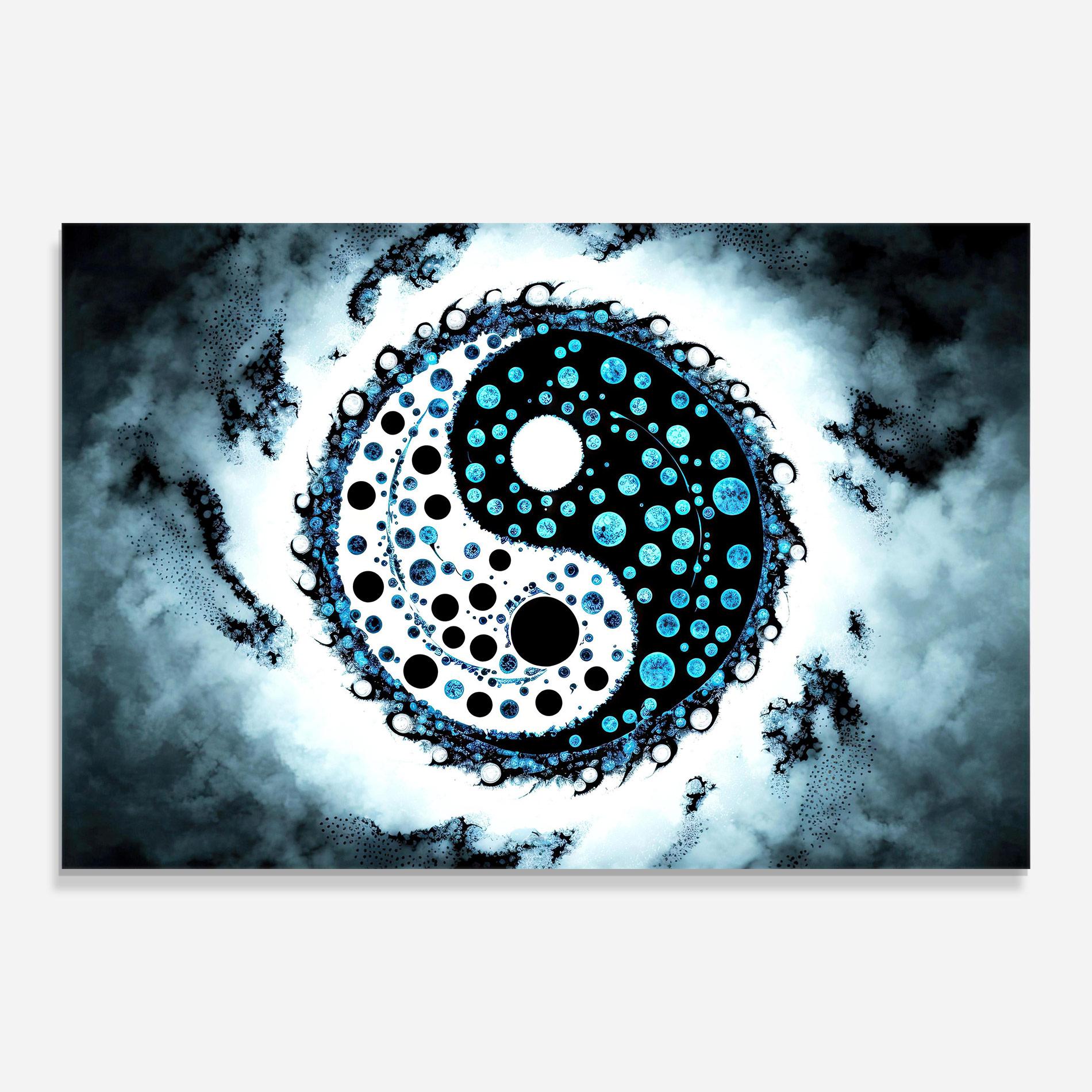 Obraz na Szkle Blue White Yinyang mockup 0
