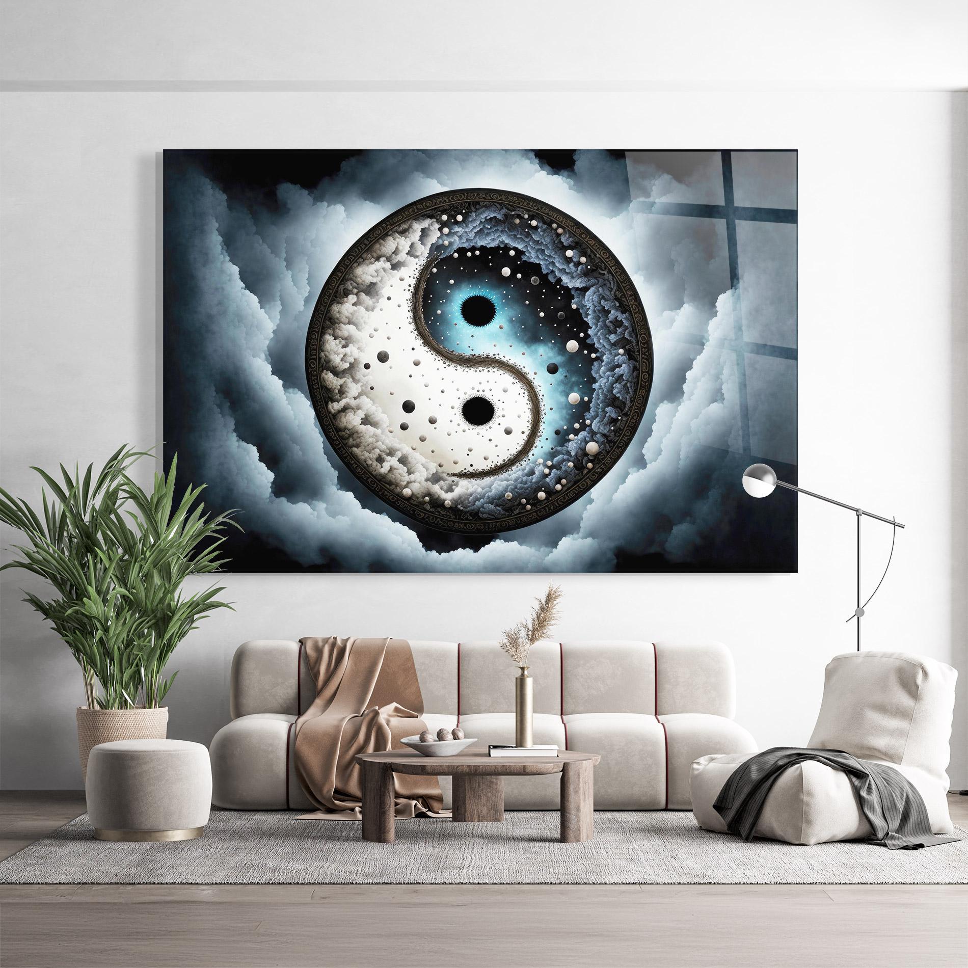 Obraz na Szkle Black Blue Yinyang mockup 9