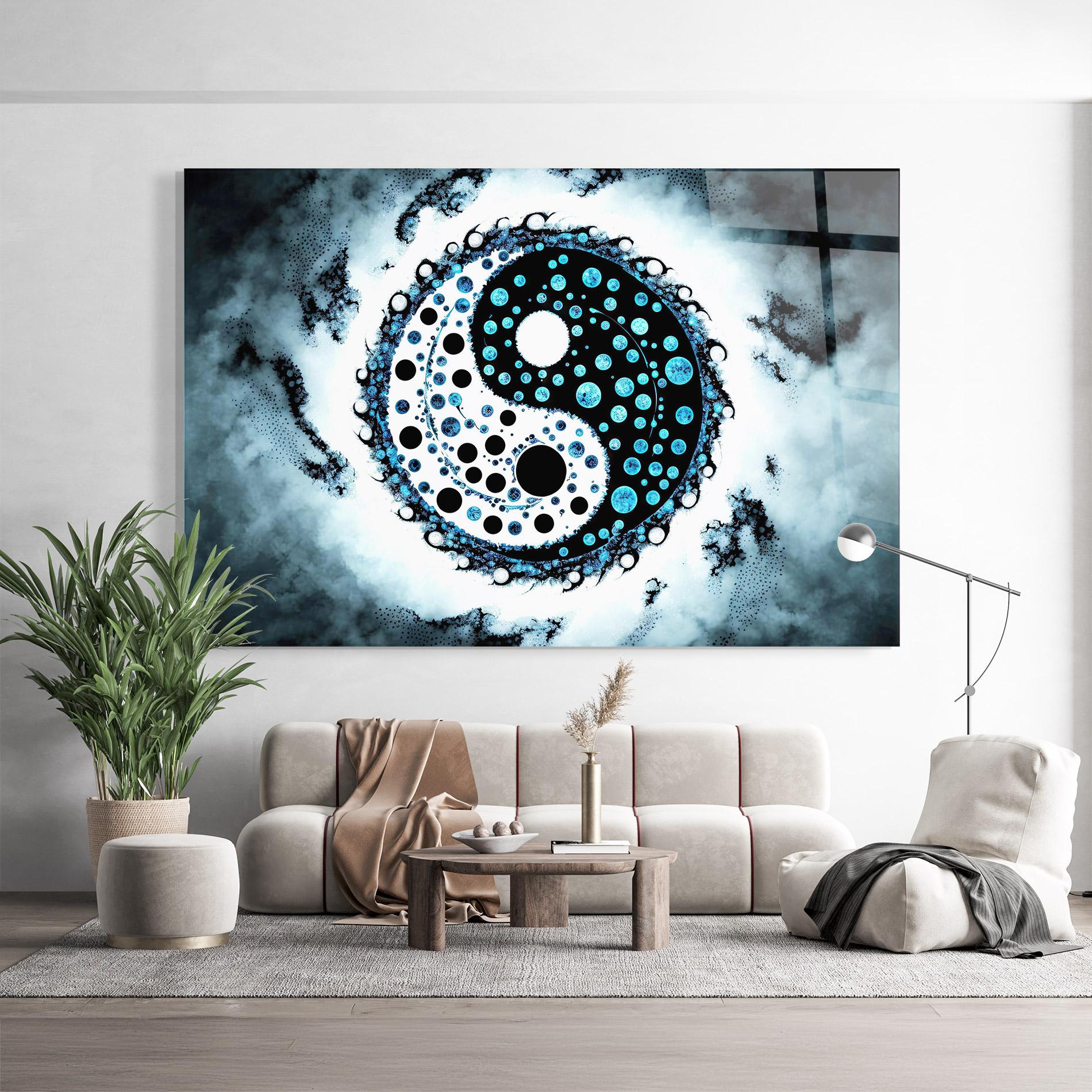 Obraz na Szkle Blue White Yinyang mockup 9