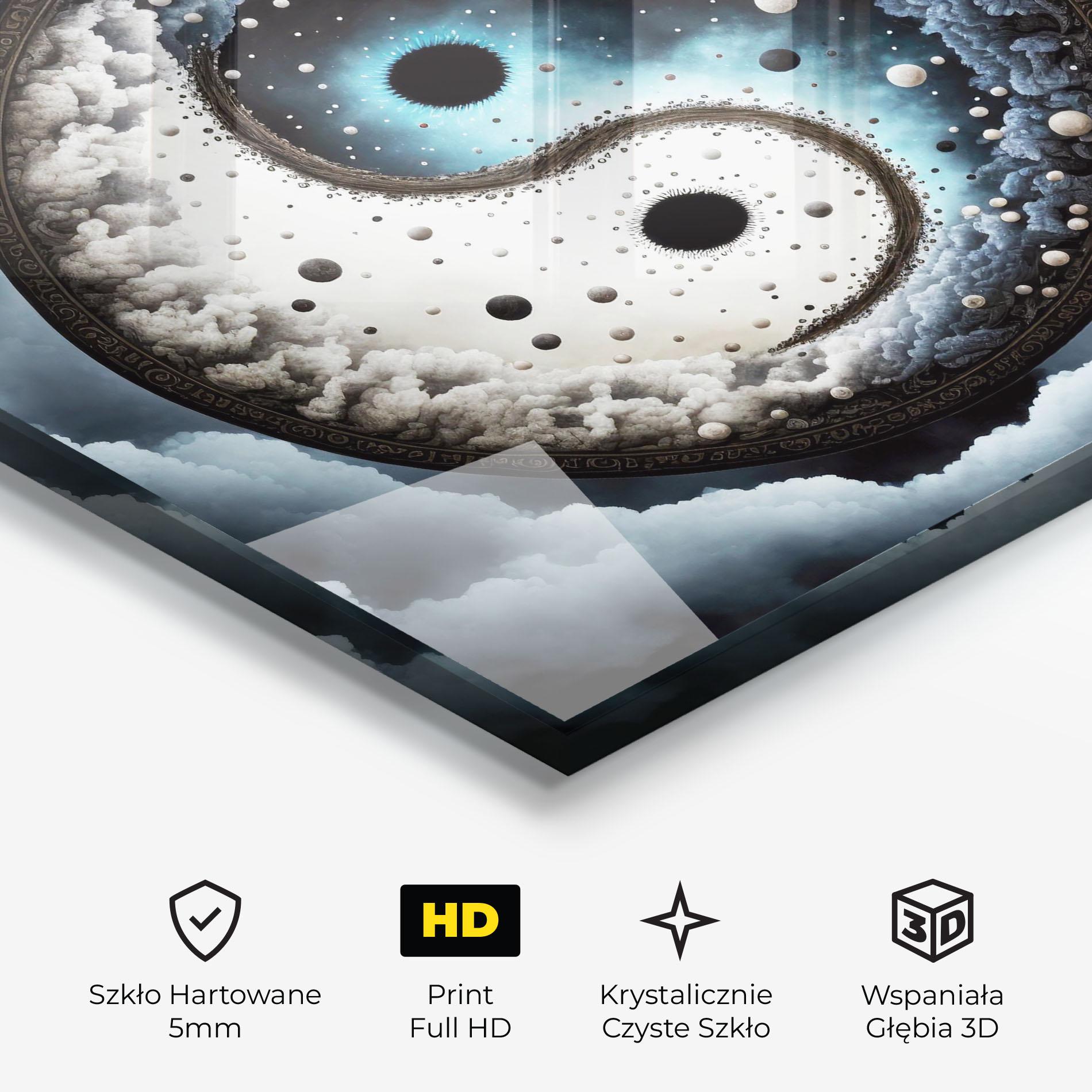 Obraz na Szkle Black Blue Yinyang mockup 3