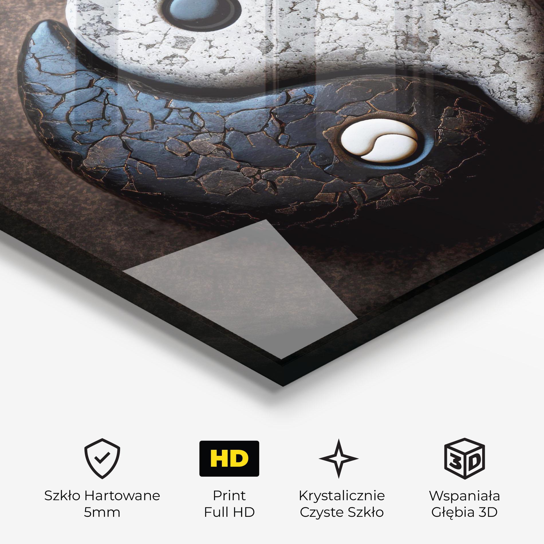 Obraz na Szkle Black Stone Yinyang mockup 3